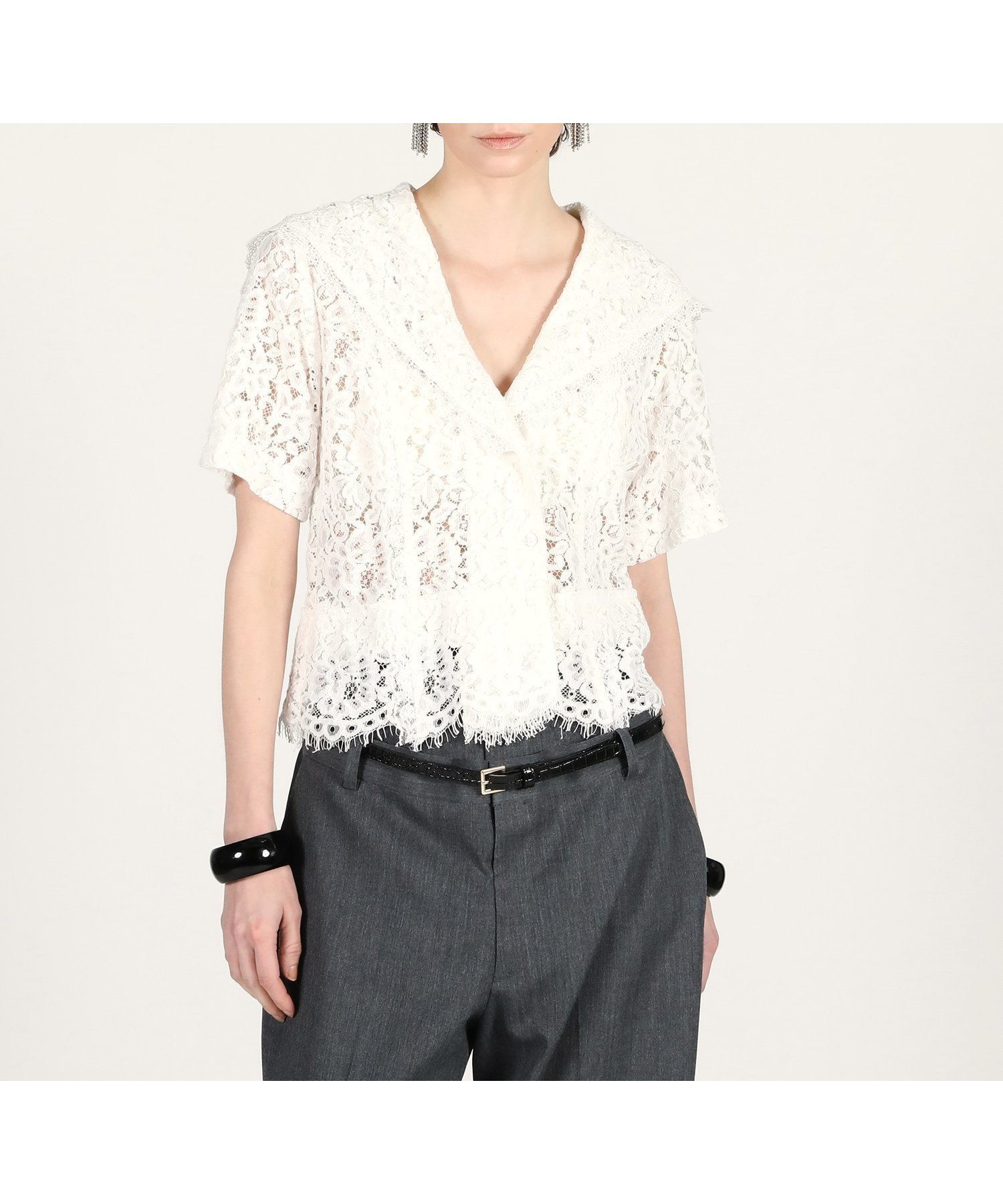【プランク プロジェクト/PRANK PROJECT】のスカラップレースセーラーシャツ / Scallop Lace Sailor Shirt インテリア・キッズ・メンズ・レディースファッション・服の通販 founy(ファウニー) 　ファッション　Fashion　レディースファッション　Fashion for Women　トップス・カットソー　Cut & Sew Tops　シャツ・ブラウス・オフィスカジュアル　Elegant Blouses & Button-Ups　おすすめ　Recommended / Our Picks　オケージョン　Occasion Wear　クラシック　Classic, Timeless Style　スカラップ　Scallop, Scalloped Edge　バランス　Balance, Style Balance　レース　Lace, Lace Fabric　WHT|ID: prp329100004990042 ipo3291000000037377146