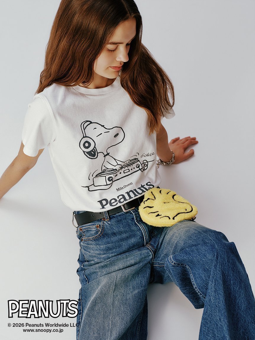 【ミラオーウェン/Mila Owen】の【PEANUTS RECORDS】スヌーピーTシャツ インテリア・キッズ・メンズ・レディースファッション・服の通販 founy(ファウニー) 　ファッション　Fashion　レディースファッション　Fashion for Women　トップス・カットソー　Cut & Sew Tops　シャツ・ブラウス・オフィスカジュアル　Elegant Blouses & Button-Ups　ロングTシャツ・Tシャツ　Longline T-Shirts & Tees　グラフィック　Graphic, Graphic Design　コラボ　Collaboration, Collab　コンパクト　Compact, Small Size　ジャケット　Jacket, Outerwear　スマート　Smart, Elegant　プリント　Print, Printed Pattern　モチーフ　Motif, Design Theme　WHT[001]|ID: prp329100004990049 ipo3291000000037377176