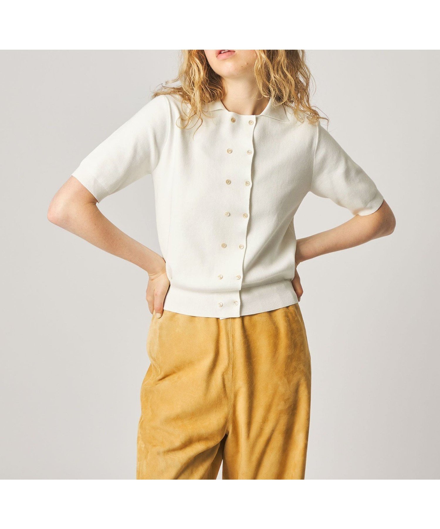 【ビューティ&ユース ユナイテッドアローズ/BEAUTY&YOUTH / UNITED ARROWS】のSteven Alan ハーフ スリーブ カーディガン インテリア・キッズ・メンズ・レディースファッション・服の通販 founy(ファウニー) 　ファッション　Fashion　レディースファッション　Fashion for Women　トップス・カットソー　Cut & Sew Tops　カーディガン・羽織り　Layered Style Cardigans　アメリカン　American Style　カーディガン　Cardigan, Knitwear　クラシカル　Classical, Vintage-Inspired　シンプル　Simple, Minimal　スリーブ　Sleeve, Long Sleeve / Short Sleeve　ダブル　Double, Double-Breasted　ニューヨーク　New York, NYC Style　ハーフ　Half, Half-Length　バランス　Balance, Style Balance　フラット　Flat, Flat Shoes　フロント　Front, Front Design　エレガント 上品　Elegant　OFF WHITE|ID: prp329100004990058 ipo3291000000037377224