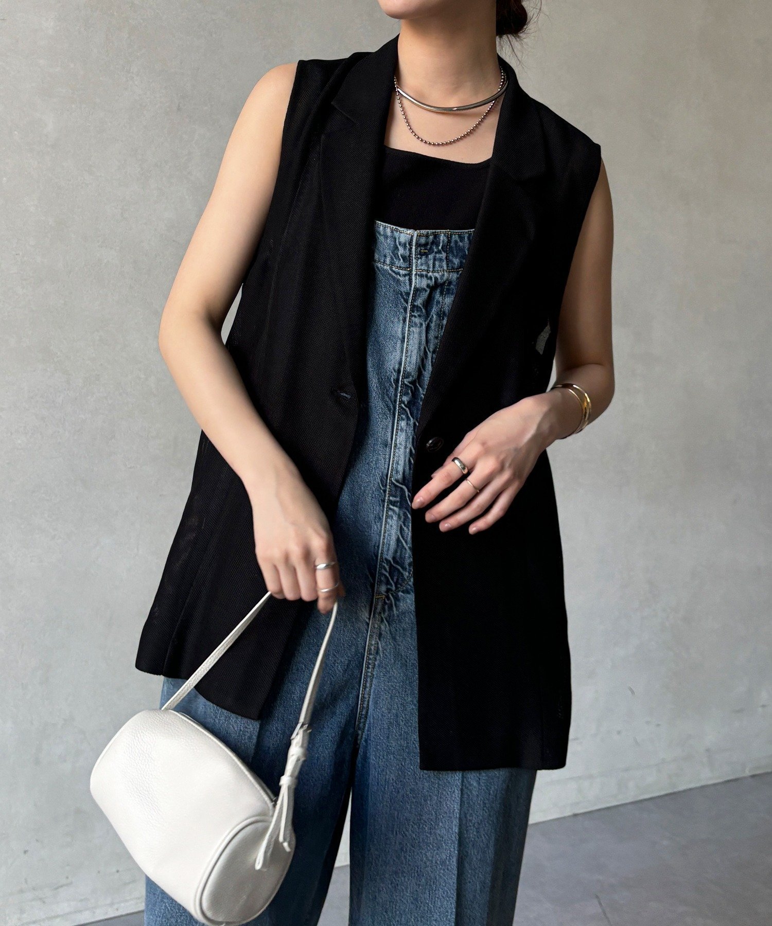 【ドゥドゥ/DouDou】の【WEB限定】メッシュジレ インテリア・キッズ・メンズ・レディースファッション・服の通販 founy(ファウニー) 　ファッション　Fashion　レディースファッション　Fashion for Women　アウター　Coat / Outerwear Collection　トップス・カットソー　Cut & Sew Tops　ベスト&ジレ / 重ね着スタイル　Vests & Gilets　スマート　Smart, Elegant　雑誌　Magazine, Fashion Magazine　メッシュ　Mesh, Net Fabric　ロング　Long, Long-Length　S/S・春夏　SS, Spring/Summer, Warm Season　再入荷　Restock / Back in Stock　夏　Summer　エレガント 上品　Elegant　2026年　2026　2026春夏・S/S　Spring/Summer 2026 SS26　ブラック|ID: prp329100004990069 ipo3291000000037377290