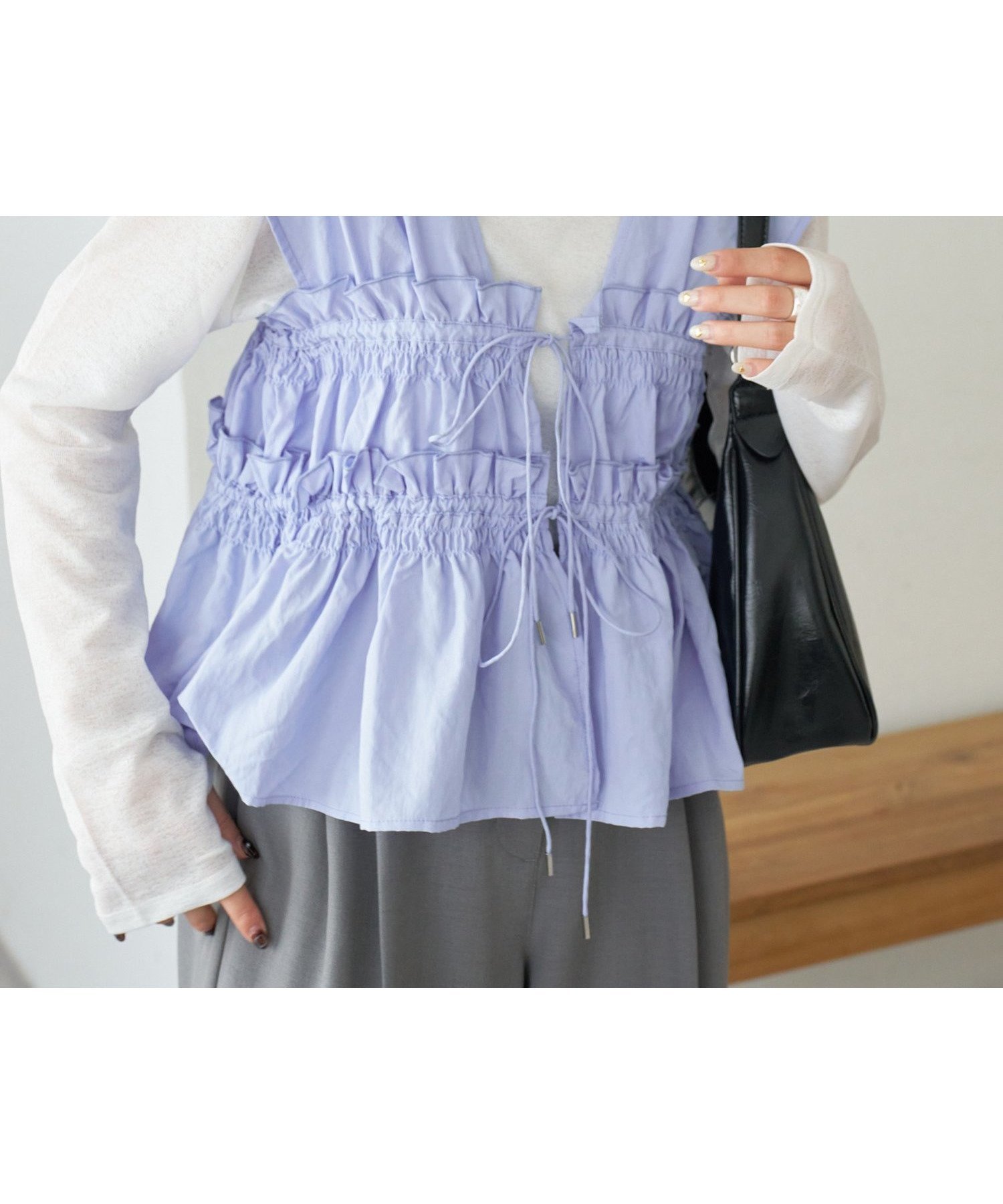 【ディスコート/Discoat】の【umm.】ギャザーリボン使いノースリ インテリア・キッズ・メンズ・レディースファッション・服の通販 founy(ファウニー) 　ファッション　Fashion　レディースファッション　Fashion for Women　ギャザー　Gathered, Ruffled　シャーリング　Shirring, Ruched　デコルテ　Décolleté, Neckline　リボン　Ribbon, Bow　エレガント 上品　Elegant　サックスブルー|ID: prp329100004990072 ipo3291000000037377306