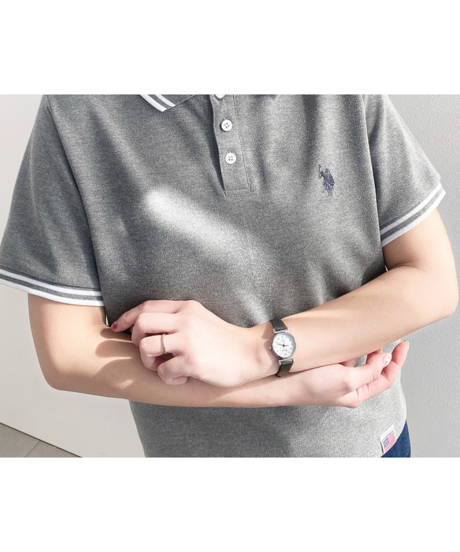 【モーメントプラス/moment+ / MEN】のU.S.POLO ASSN.ワンポイント刺繍配色ラインリブ半袖ポロシャツ インテリア・キッズ・メンズ・レディースファッション・服の通販 founy(ファウニー) 　ファッション　Fashion　メンズファッション　Fashion for Men　シンプル　Simple, Minimal　スラックス　Slacks, Dress Pants　デニム　Denim, Jeans Material　トレンド　Trend, Trending Now　定番　Standard, Basic Item　フリル　Frill, Ruffle　ベーシック　Basic, Essential　ポロシャツ　Polo Shirt, Collared Tee　半袖　Short Sleeve, Half Sleeve　ワンポイント　One Point, Statement Accent　再入荷　Restock / Back in Stock　プチプライス・低価格　Affordable / Budget Price　杢グレー|ID: prp329100004990080 ipo3291000000037377363