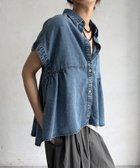 【ドゥドゥ/DouDou】の【WEB限定】リヨセルデニム半袖シャツ 大人の最旬トレンドファッション＆コーディネート founy(ファウニー) ファッション Fashion レディースファッション Fashion for Women トップス・カットソー Cut & Sew Tops シャツ・ブラウス・オフィスカジュアル Elegant Blouses & Button-Ups ギャザー Gathered, Ruffled 切替 Switching, Contrast Panel シンプル Simple, Minimal スマート Smart, Elegant スリーブ Sleeve, Long Sleeve / Short Sleeve デニム Denim, Jeans Material フレンチ French, French Style 半袖 Short Sleeve, Half Sleeve 羽織 Haori, Light Jacket S/S・春夏 SS, Spring/Summer, Warm Season 再入荷 Restock / Back in Stock 夏 Summer 2026年 2026 2026春夏・S/S Spring/Summer 2026 SS26 thumbnail ブルー|ID: prp329100004990083 ipo3291000000037377376