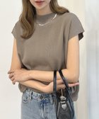 【フューティアランド/futier land】のフレンチスリーブサマーニットトップス/Tシャツ グレージュ|ID: prp329100004990084 ipo3291000000037377382