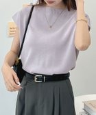 【フューティアランド/futier land】のフレンチスリーブサマーニットトップス/Tシャツ ライトパープル|ID: prp329100004990084 ipo3291000000037377383