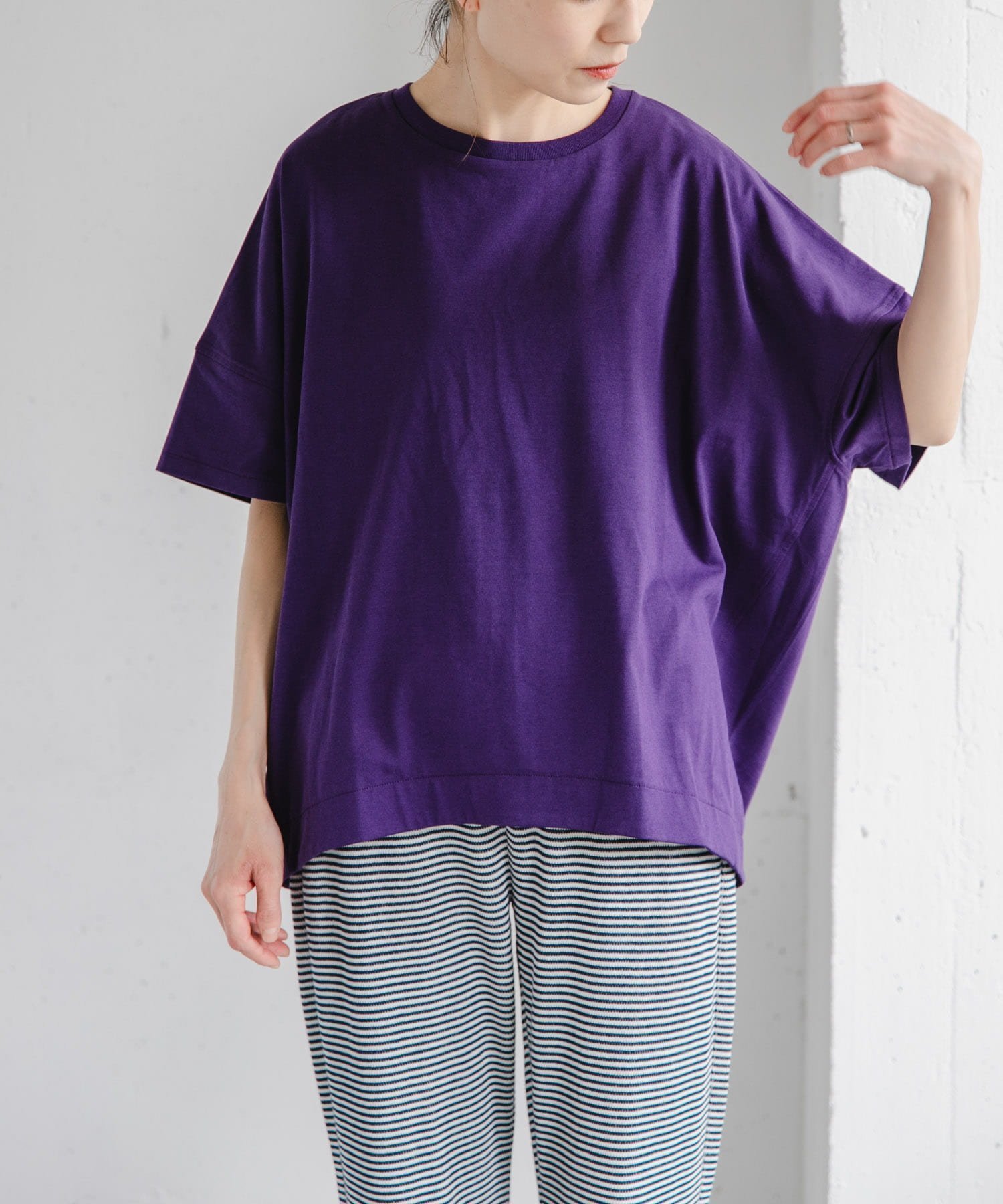 【アーバンリサーチ ドアーズ/URBAN RESEARCH DOORS】のFORK SPOON コクーンショートスリーブTシャツ インテリア・キッズ・メンズ・レディースファッション・服の通販 founy(ファウニー) 　ファッション　Fashion　レディースファッション　Fashion for Women　トップス・カットソー　Cut & Sew Tops　シャツ・ブラウス・オフィスカジュアル　Elegant Blouses & Button-Ups　ロングTシャツ・Tシャツ　Longline T-Shirts & Tees　2026年　2026　2026春夏・S/S　Spring/Summer 2026 SS26　シンプル　Simple, Minimal　ベーシック　Basic, Essential　夏　Summer　S/S・春夏　SS, Spring/Summer, Warm Season　パープル|ID: prp329100004990146 ipo3291000000037377782