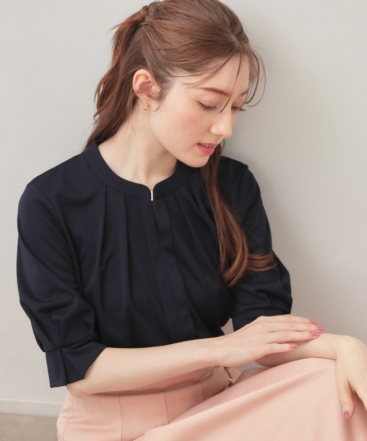 【インデックス/INDEX】のUVケアバンドカラートップス【洗濯機OK/吸水速乾/接触冷感】《S~3L/6col》 インテリア・キッズ・メンズ・レディースファッション・服の通販 founy(ファウニー) 　ファッション　Fashion　レディースファッション　Fashion for Women　トップス・カットソー　Cut & Sew Tops　吸水　Absorbent, Quick-Dry　軽量　Lightweight, Ultra Light　ジャケット　Jacket, Outerwear　スマート　Smart, Elegant　トレンド　Trend, Trending Now　ドレープ　Drape, Draping Fabric　バランス　Balance, Style Balance　フロント　Front, Front Design　ボトム　Bottoms, Lower Wear　夏　Summer　エレガント 上品　Elegant　ネイビー|ID: prp329100004990147 ipo3291000000037377790