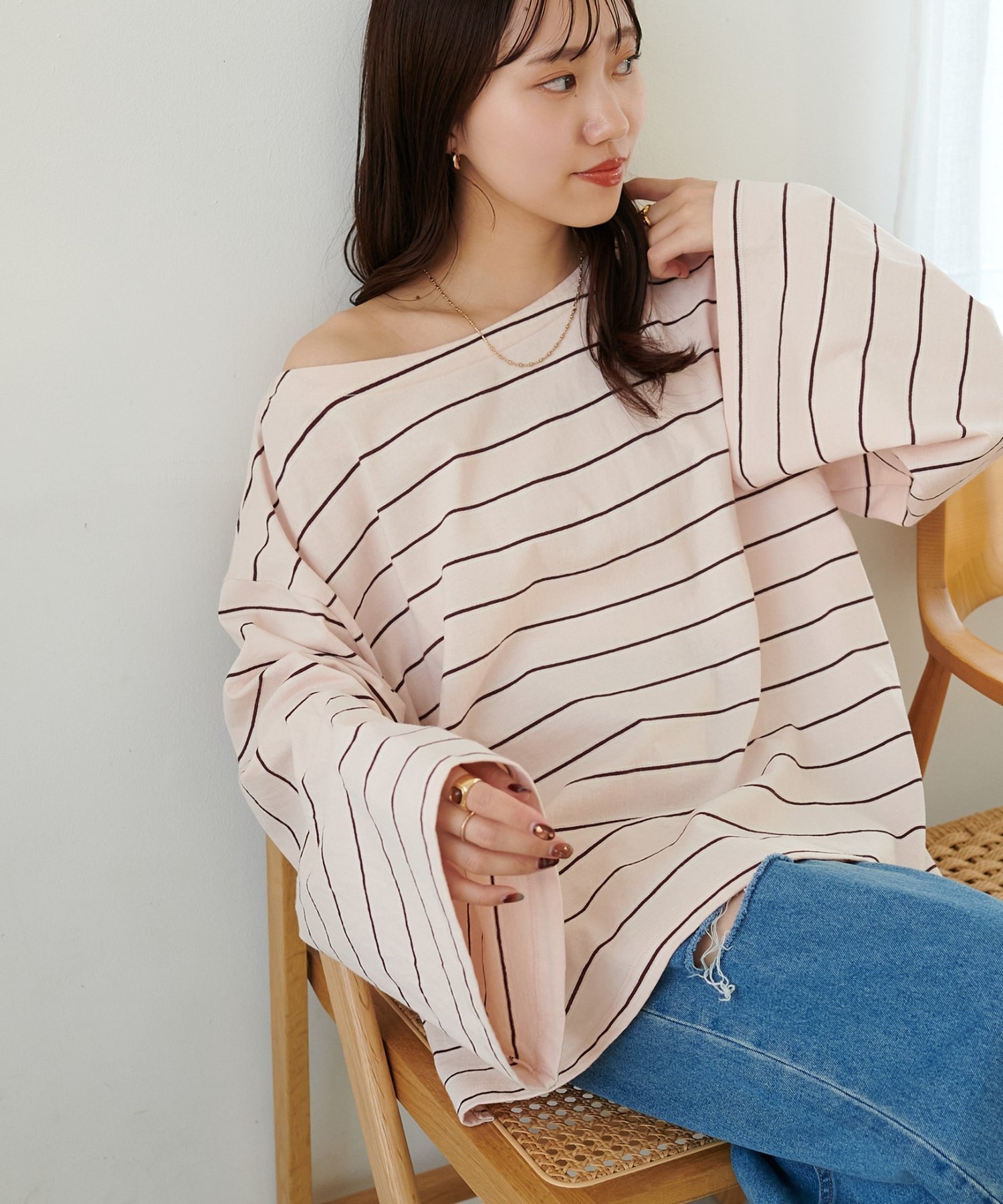 【ディスコート/Discoat】の2WAYワンショルボーダープルオーバー《WEB限定カラーあり》 インテリア・キッズ・メンズ・レディースファッション・服の通販 founy(ファウニー) 　ファッション　Fashion　レディースファッション　Fashion for Women　トップス・カットソー　Cut & Sew Tops　カジュアルプルオーバー・ニットトップス　Pullovers & Knit Tops / Casual Pullovers　おすすめ　Recommended / Our Picks　シンプル　Simple, Minimal　ボーダー　Border, Stripe　ワイド　Wide, Wide Fit　ワンショル　One Shoulder, Asymmetrical　ピンク|ID: prp329100004990165 ipo3291000000037377886