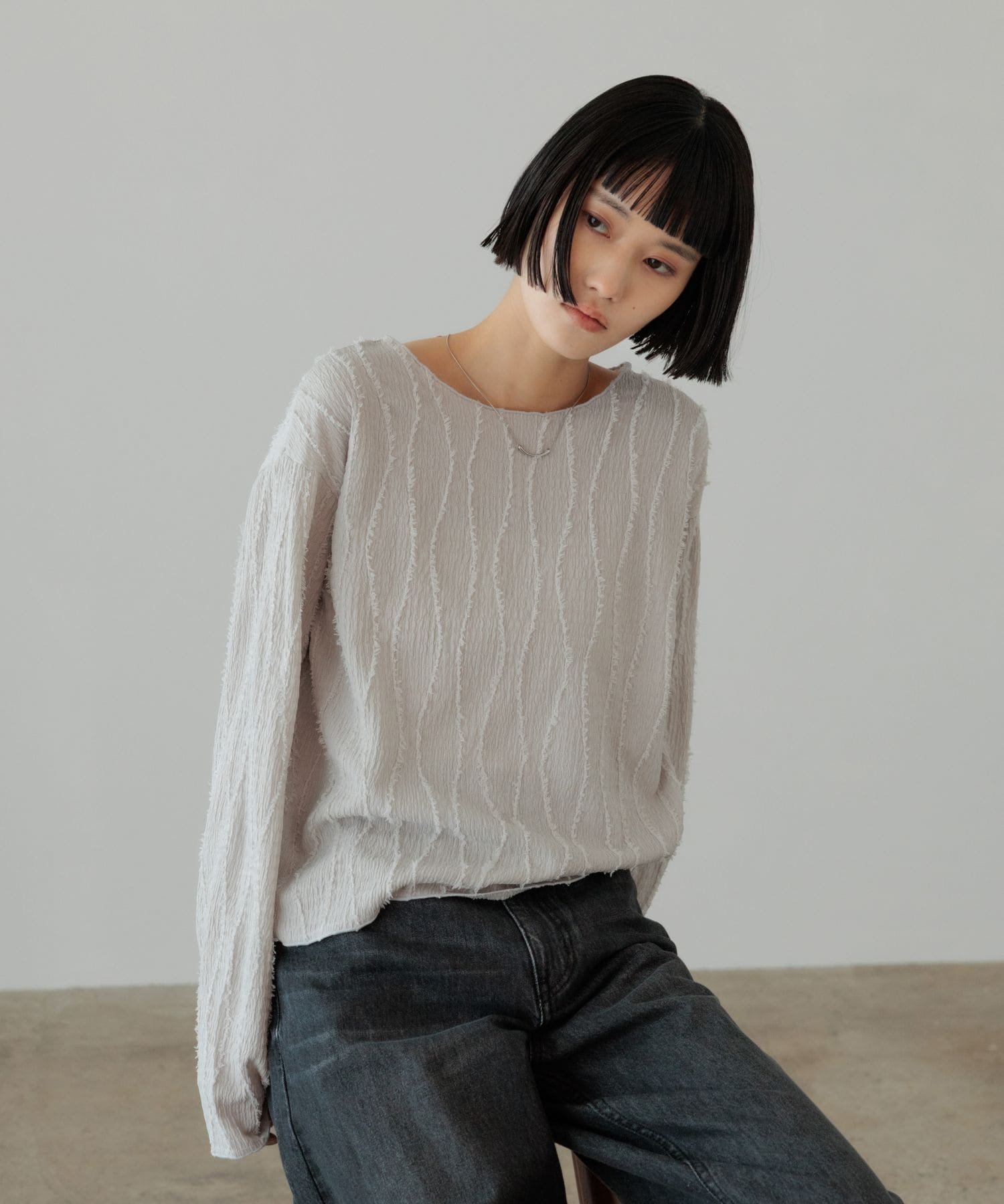 【ローリーズファーム/LOWRYS FARM】のジャガードフリンジLS インテリア・キッズ・メンズ・レディースファッション・服の通販 founy(ファウニー) 　ファッション　Fashion　レディースファッション　Fashion for Women　おすすめ　Recommended / Our Picks　インナー　Innerwear　カットソー　Cut and Sewn Top　デニム　Denim, Jeans Material　トレンド　Trend, Trending Now　グレー12|ID: prp329100004990168 ipo3291000000037377911