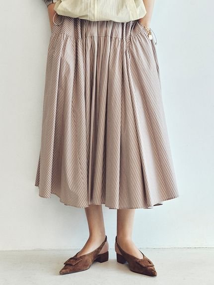 【ミラオーウェン/Mila Owen】のウエストボリュームフレアスカート インテリア・キッズ・メンズ・レディースファッション・服の通販 founy(ファウニー) 　ファッション　Fashion　レディースファッション　Fashion for Women　スカート　Skirts　Aライン・フレアスカート　A-Line & Flared Skirts　シンプル　Simple, Minimal　スマート　Smart, Elegant　ドッキング　Docking, Mixed Material　パターン　Pattern, Design Print　フレア　Flare, Flared　BEG[037]|ID: prp329100004990187 ipo3291000000037378033