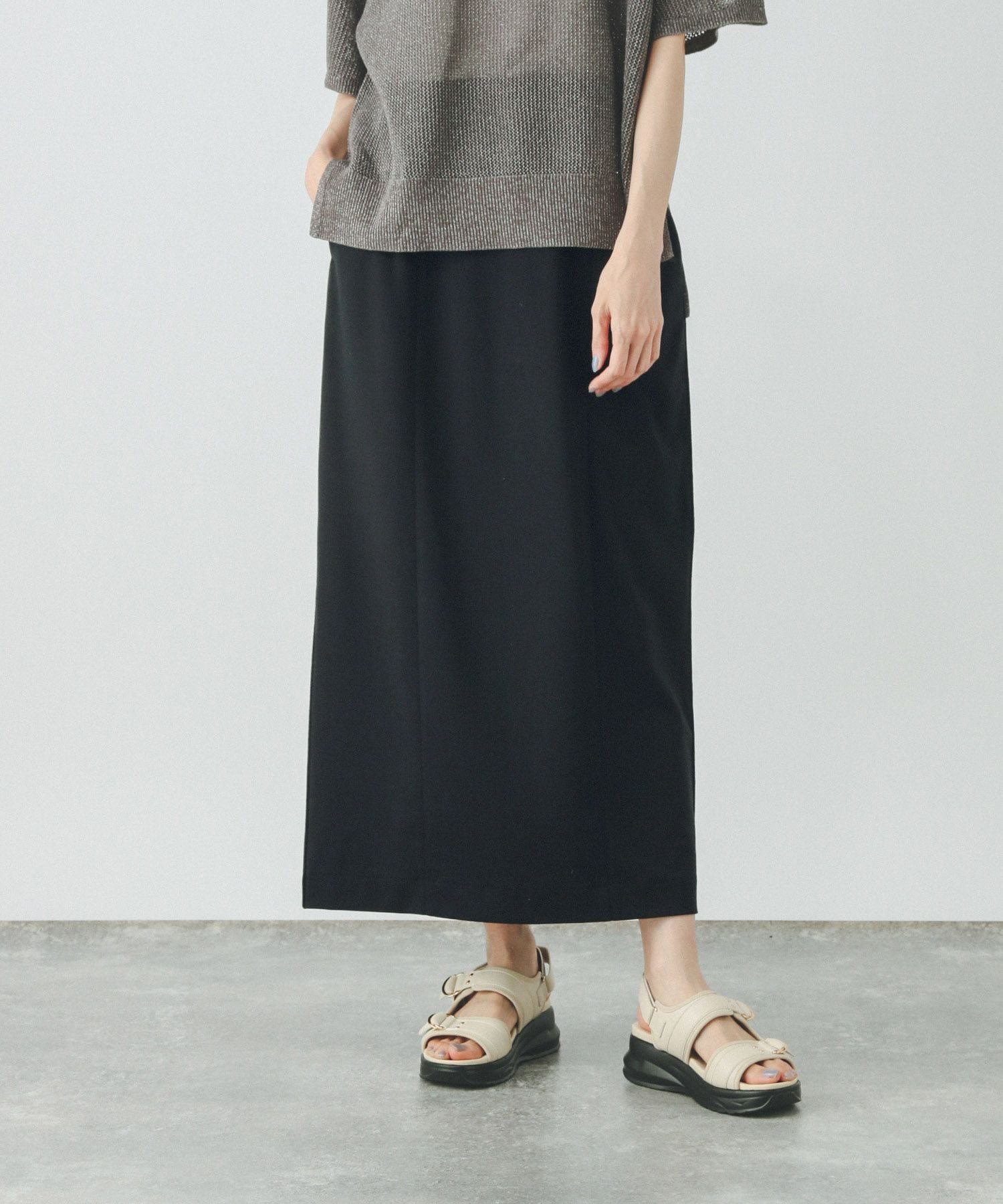 【グローバルワーク/GLOBAL WORK】のウツクシルエットIラインスカート/459966 インテリア・キッズ・メンズ・レディースファッション・服の通販 founy(ファウニー) 　ファッション　Fashion　レディースファッション　Fashion for Women　スカート　Skirts　シンプル　Simple, Minimal　ストレッチ　Stretch, Stretchy Fabric　スリット　Slit, Slit Detail　フラット　Flat, Flat Shoes　フロント　Front, Front Design　人気　Popular, Best Seller　楽ちん　Easy Fit, Comfortable　ブラック09|ID: prp329100004990198 ipo3291000000037378093