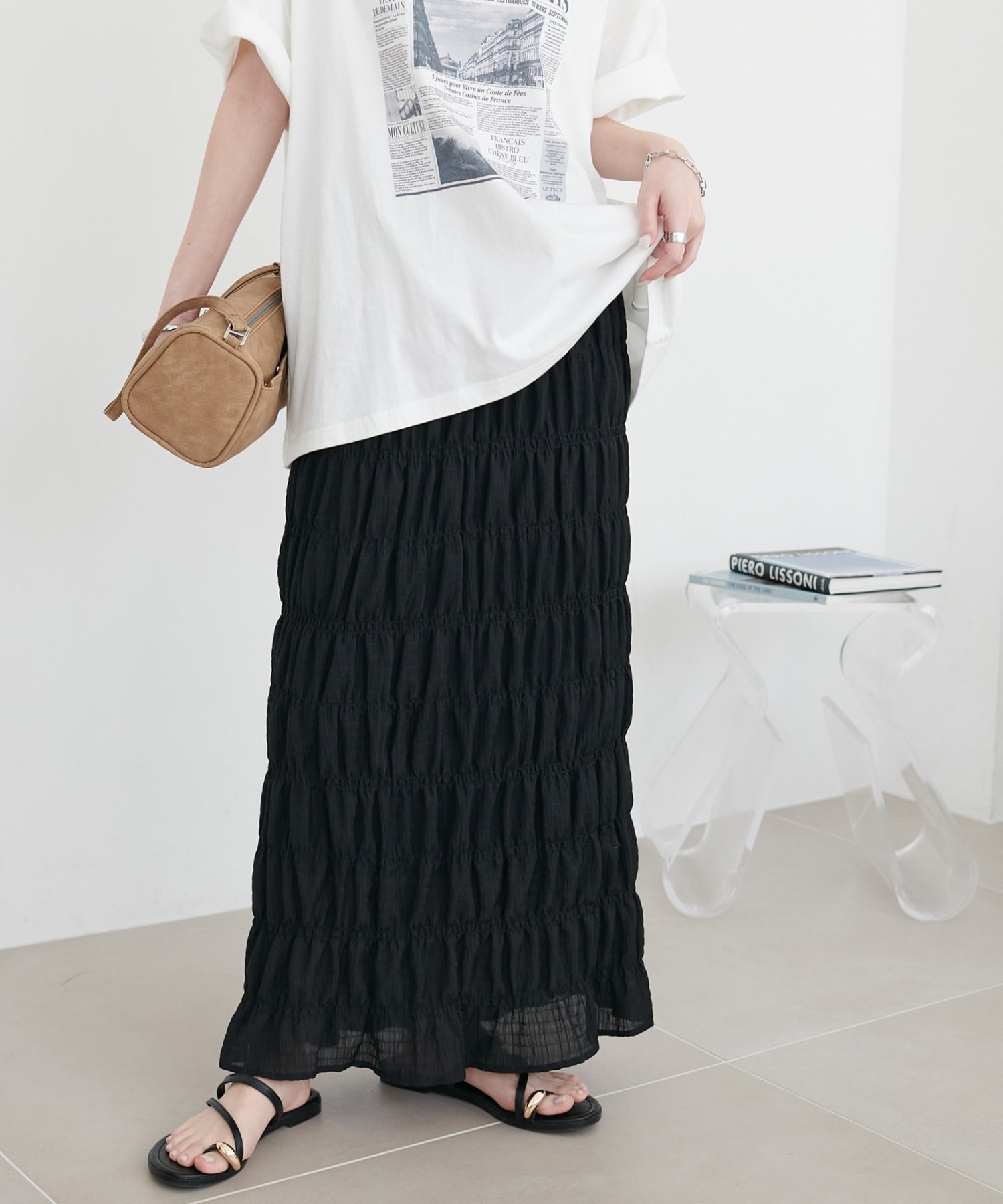 【ディスコート/Discoat】のシャーリングナロースカート インテリア・キッズ・メンズ・レディースファッション・服の通販 founy(ファウニー) 　ファッション　Fashion　レディースファッション　Fashion for Women　スカート　Skirts　おすすめ　Recommended / Our Picks　コンパクト　Compact, Small Size　サンダル　Sandals, Summer Shoes　シャーリング　Shirring, Ruched　ジャケット　Jacket, Outerwear　スニーカー　Sneakers, Trainers　ダウン　Down, Puffer　リラックス　Relax, Relaxed Fit　半袖　Short Sleeve, Half Sleeve　秋　Autumn　ビジネス 仕事 通勤　Business / Work / Commuting　ブラック|ID: prp329100004990222 ipo3291000000037378203
