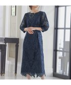 【ビーフラット/bflat】の刺繍レース バックリボン タイトドレス ネイビー|ID: prp329100004990254 ipo3291000000037378343