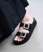 【ル タロン/Le Talon】の《WEB限定/追加 》ビジューバックルWベルトサンダル 大人の最旬トレンドファッション＆コーディネート founy(ファウニー) ファッション Fashion レディースファッション Fashion for Women バッグ Bags ベルト&ウエストマーク Belts & Waist Accessories インソール Shoe Insole クッション Cushion, Throw Pillow サテン Satin, Glossy Fabric サンダル Sandals, Summer Shoes ソックス Socks, Hosiery トレンド Trend, Trending Now ビジュー Bijou, Jewel-like Accent thumbnail ブラック C|ID: prp329100004990302 ipo3291000000037378566