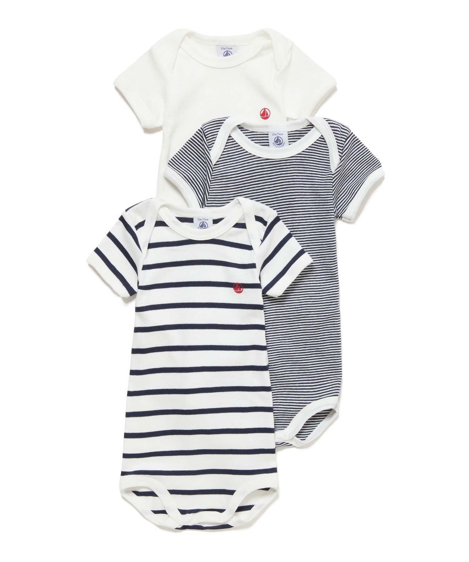 【プチバトー/PETIT BATEAU / KIDS】の半袖ボディ3枚組 インテリア・キッズ・メンズ・レディースファッション・服の通販 founy(ファウニー) 　ファッション　Fashion　キッズファッション　Fashion for Kids　おすすめ　Recommended / Our Picks　アンダー　Underwear Essentials　ギフト プレゼント　Gift / Present　ベーシック　Basic, Essential　ボーダー　Border, Stripe　半袖　Short Sleeve, Half Sleeve　無地　Plain, Solid Color　カラー1|ID: prp329100004990334 ipo3291000000037378722