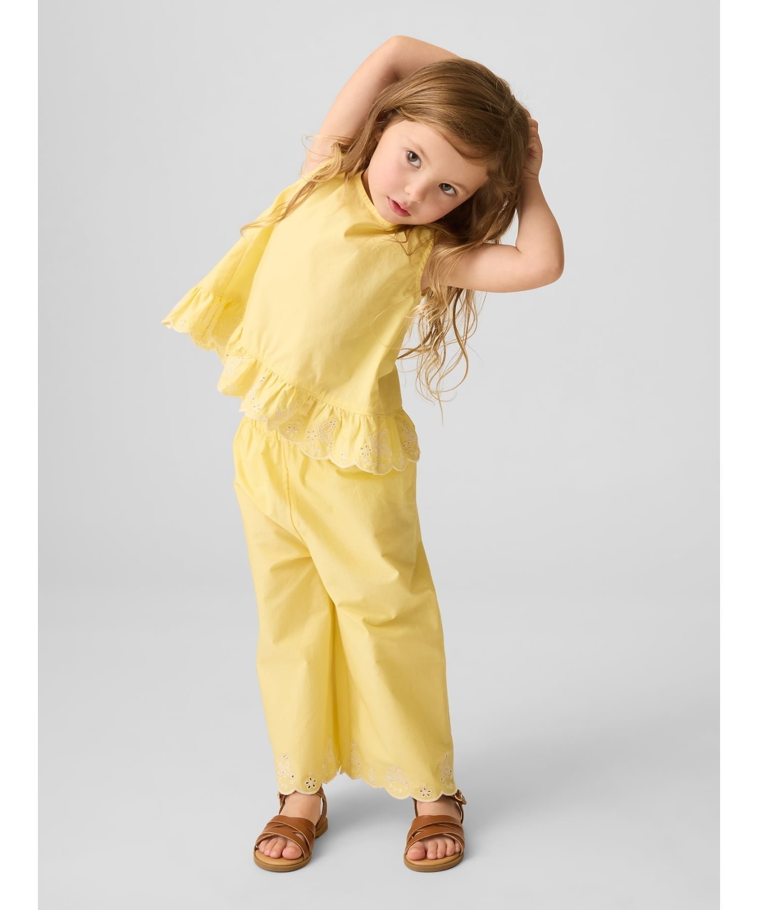 【ギャップ/GAP / KIDS】のアイレット ラッフルフリル コーデセット (幼児・ベビー) インテリア・キッズ・メンズ・レディースファッション・服の通販 founy(ファウニー) 　ファッション　Fashion　キッズファッション　Fashion for Kids　アイレット　Eyelet Lace　ノースリーブ　Sleeveless, No-Sleeve　フィット　Fit, Slim Fit　ベビー　Baby, Babywear　ラウンド　Round, Round Neck　リラックス　Relax, Relaxed Fit　ワイド　Wide, Wide Fit　SPRING_YELLOW|ID: prp329100004990367 ipo3291000000037378853