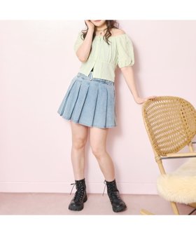 【ナルミヤ オンライン/NARUMIYA ONELINE / KIDS】の【LTXC】ベルトつきデニムプリーツスカート 大人の最旬トレンドファッション＆コーディネート founy(ファウニー) ファッション Fashion キッズファッション Fashion for Kids おすすめ Recommended / Our Picks インナー Innerwear ガーリー Girly, Feminine Style デニム Denim, Jeans Material プリーツ Pleats, Pleated ポケット Pocket, Pocket Detail 夏 Summer 春 Spring S/S・春夏 SS, Spring/Summer, Warm Season |ID:prp329100004990369