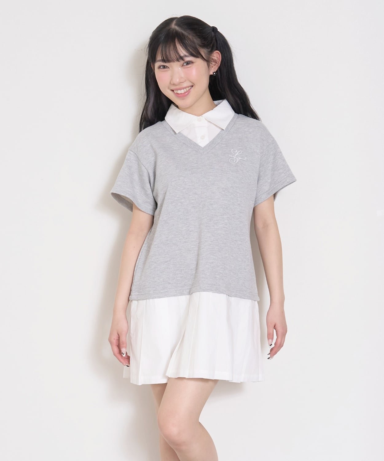 【ナルミヤ オンライン/NARUMIYA ONELINE / KIDS】のレイヤード風ワンピース インテリア・キッズ・メンズ・レディースファッション・服の通販 founy(ファウニー) ファッション Fashion キッズファッション Fashion for Kids ワンピース Dresses おすすめ Recommended / Our Picks カットソー Cut and Sewn Top プリーツ Pleats, Pleated ポケット Pocket, Pocket Detail ロング Long, Long-Length エレガント 上品 Elegant 夏 Summer 春 Spring S/S・春夏 SS, Spring/Summer, Warm Season トップ グレー|ID: prp329100004990396 ipo3291000000037378965
