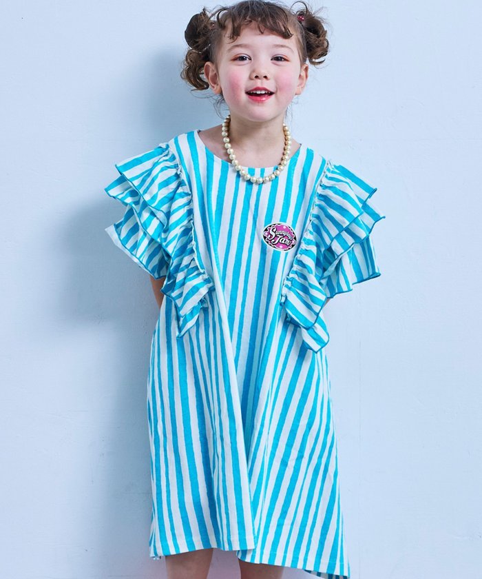 【マーキーズ/MARKEY'S / KIDS】のCOTTON from U.S.A フリルショルダーワンピース インテリア・キッズ・メンズ・レディースファッション・服の通販 founy(ファウニー) https://founy.com/ ファッション Fashion キッズファッション Fashion for Kids ワンピース Dresses おすすめ Recommended / Our Picks なめらか Smooth, Silky Texture サンダル Sandals, Summer Shoes スニーカー Sneakers, Trainers ソックス Socks, Hosiery フリル Frill, Ruffle ボーダー Border, Stripe ポケット Pocket, Pocket Detail 夏 Summer |ID: prp329100004990399 ipo3291000000037378976