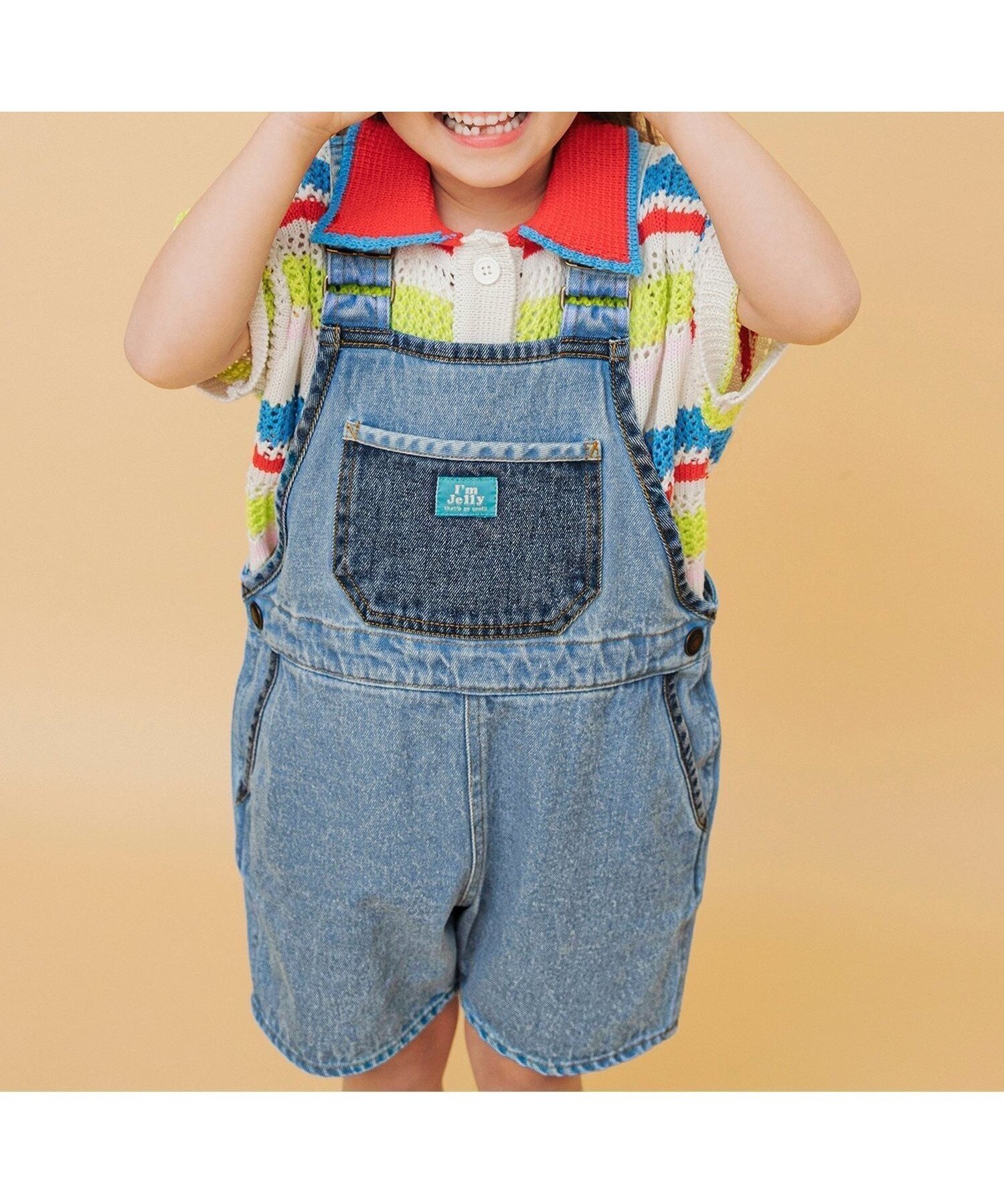 【エフオー オンラインストア/F.O.Online Store / KIDS】のI m Jelly 加工ショートサロペット 大人の最旬トレンドファッション＆コーディネート founy(ファウニー) 　ファッション　Fashion　キッズファッション　Fashion for Kids　インディゴ　Indigo Denim　人気　Popular, Best Seller　 other-1|ID: prp329100004990449 ipo3291000000037379188