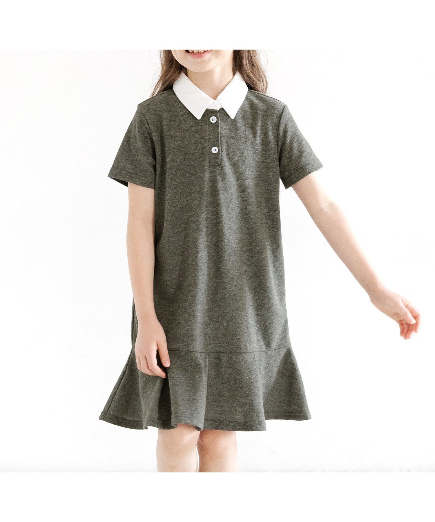 【その他のブランド/Other】のポロシャツワンピース ポケット 襟 衿 子供服 キッズ 女の子 Bee インテリア・キッズ・メンズ・レディースファッション・服の通販 founy(ファウニー) 　ファッション　Fashion　キッズファッション　Fashion for Kids　ワンピース　Dresses　トレンド　Trend, Trending Now　フレア　Flare, Flared　ポケット　Pocket, Pocket Detail　ポロシャツ　Polo Shirt, Collared Tee　チャコール|ID: prp329100004990451 ipo3291000000037379205