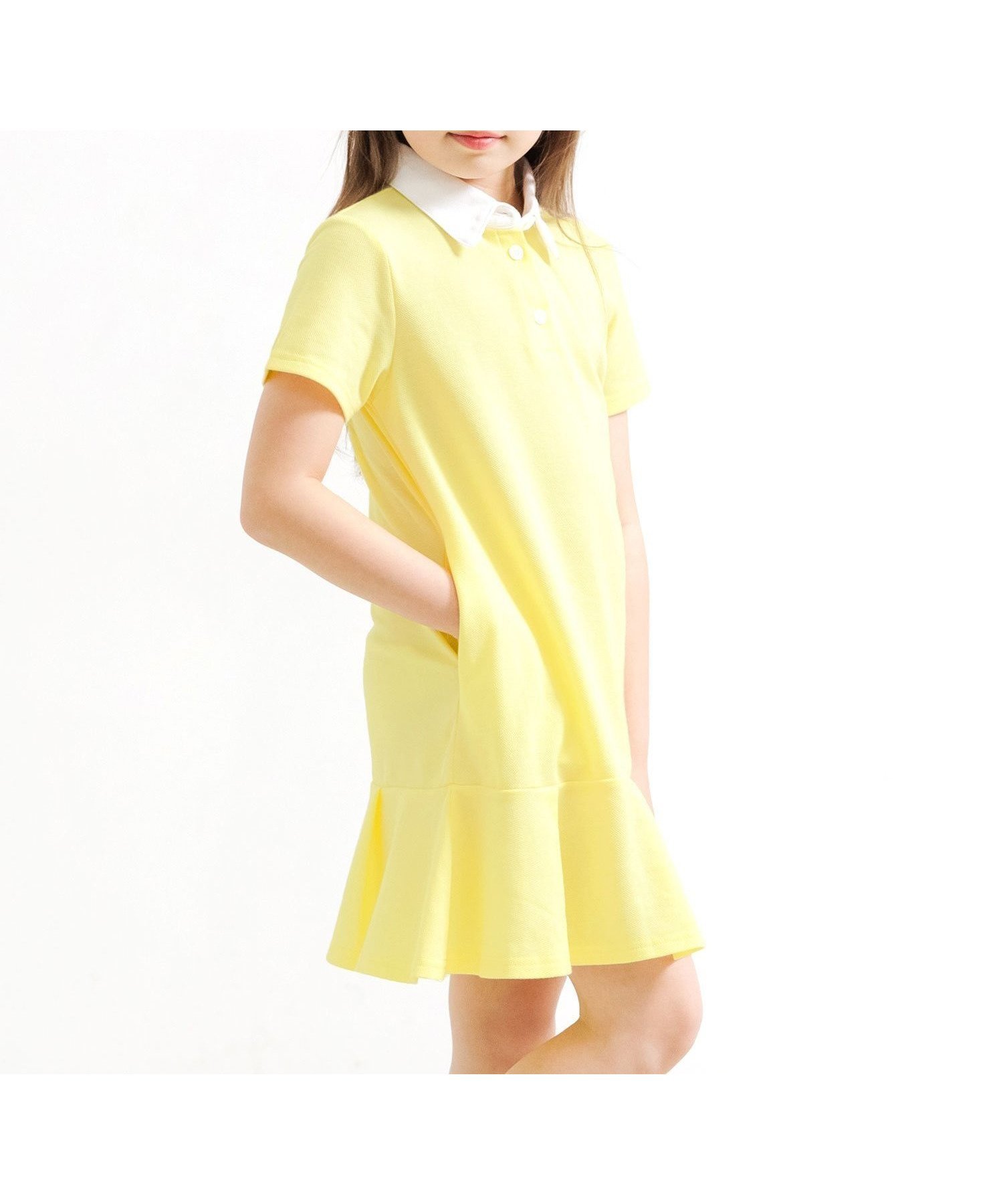 【その他のブランド/Other】のポロシャツワンピース ポケット 襟 衿 子供服 キッズ 女の子 Bee インテリア・キッズ・メンズ・レディースファッション・服の通販 founy(ファウニー) 　ファッション　Fashion　キッズファッション　Fashion for Kids　ワンピース　Dresses　トレンド　Trend, Trending Now　フレア　Flare, Flared　ポケット　Pocket, Pocket Detail　ポロシャツ　Polo Shirt, Collared Tee　ライトイエロー|ID: prp329100004990451 ipo3291000000037379207