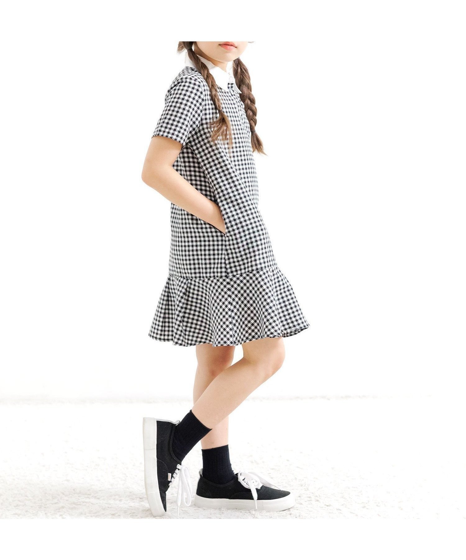 【その他のブランド/Other】のポロシャツワンピース ポケット 襟 衿 子供服 キッズ 女の子 Bee インテリア・キッズ・メンズ・レディースファッション・服の通販 founy(ファウニー) 　ファッション　Fashion　キッズファッション　Fashion for Kids　ワンピース　Dresses　トレンド　Trend, Trending Now　フレア　Flare, Flared　ポケット　Pocket, Pocket Detail　ポロシャツ　Polo Shirt, Collared Tee　ブラック×チェック|ID: prp329100004990451 ipo3291000000037379208