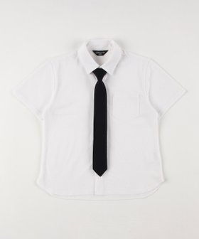 【コムサイズム/COMME CA ISM / KIDS】のネクタイ付き 半袖シャツ (140-160cm) 大人の最旬トレンドファッション＆コーディネート founy(ファウニー) ファッション Fashion キッズファッション Fashion for Kids オックス Oxford Fabric カットソー Cut and Sewn Top フォーマル Formal, Dressy 半袖 Short Sleeve, Half Sleeve 無地 Plain, Solid Color |ID:prp329100004990457