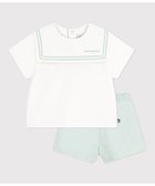 【プチバトー/PETIT BATEAU / KIDS】のセーラーカラー ベビー2点セット 大人の最旬トレンドファッション＆コーディネート founy(ファウニー) ファッション Fashion キッズファッション Fashion for Kids ギフト プレゼント Gift / Present シンプル Simple, Minimal ダブル Double, Double-Breasted ベビー Baby, Babywear thumbnail オフホワイト/ライトグリーン|ID: prp329100004990691 ipo3291000000037380727