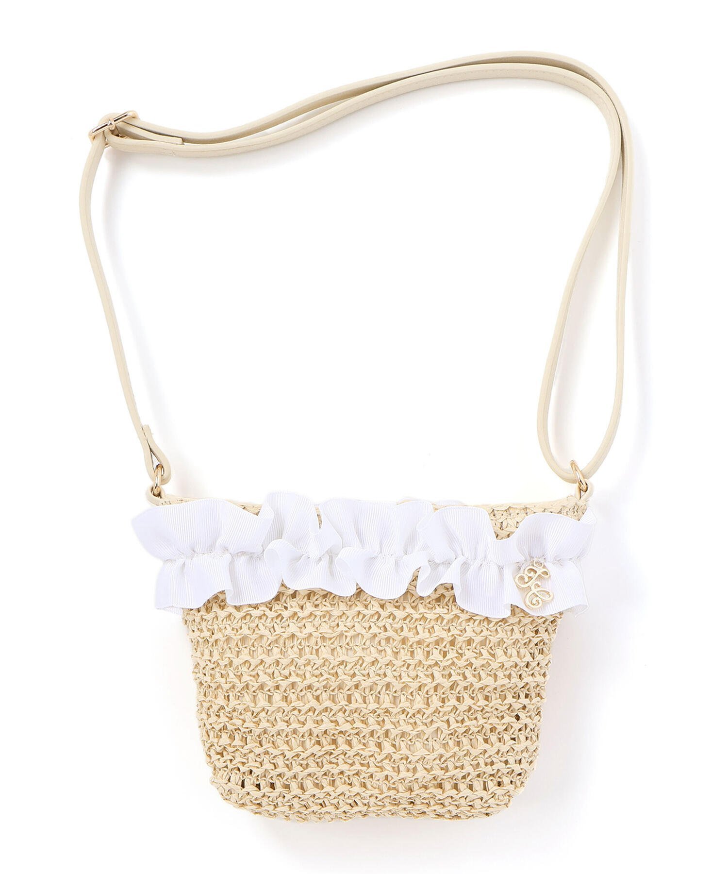 【ベベ オンライン ストア/BEBE ONLINE STORE / KIDS】の【お揃い】麦わら見えフリルデザイン ペーパーショルダーバッグ インテリア・キッズ・メンズ・レディースファッション・服の通販 founy(ファウニー) 　ファッション　Fashion　キッズファッション　Fashion for Kids　春　Spring　ショルダー　Shoulder, Shoulder Strap　スマート　Smart, Elegant　チャーム　Charm, Pendant　フランス　France, French　フリル　Frill, Ruffle　ペーパー　Paper, Kraft Paper　マグネット　Magnet, Magnetic Closure　ワンポイント　One Point, Statement Accent　S/S・春夏　SS, Spring/Summer, Warm Season　夏　Summer　2026年　2026　2026春夏・S/S　Spring/Summer 2026 SS26　ホワイト|ID: prp329100004990697 ipo3291000000037380737