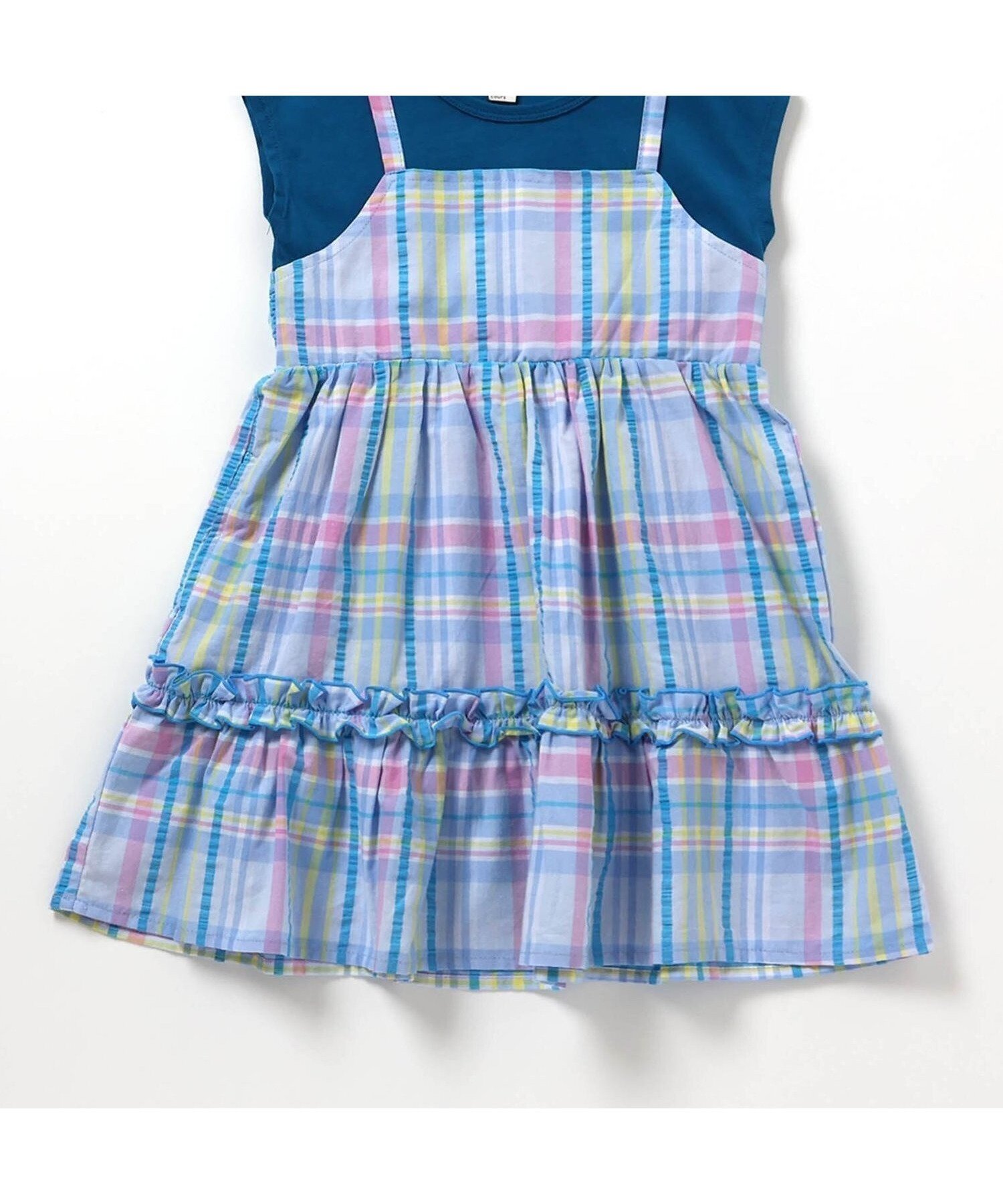 【エフオー オンラインストア/F.O.Online Store / KIDS】の【リンク】3柄フリルキャミドッキングワンピース インテリア・キッズ・メンズ・レディースファッション・服の通販 founy(ファウニー) 　ファッション　Fashion　キッズファッション　Fashion for Kids　ワンピース　Dresses　ブルー|ID: prp329100004991065 ipo3291000000037381296