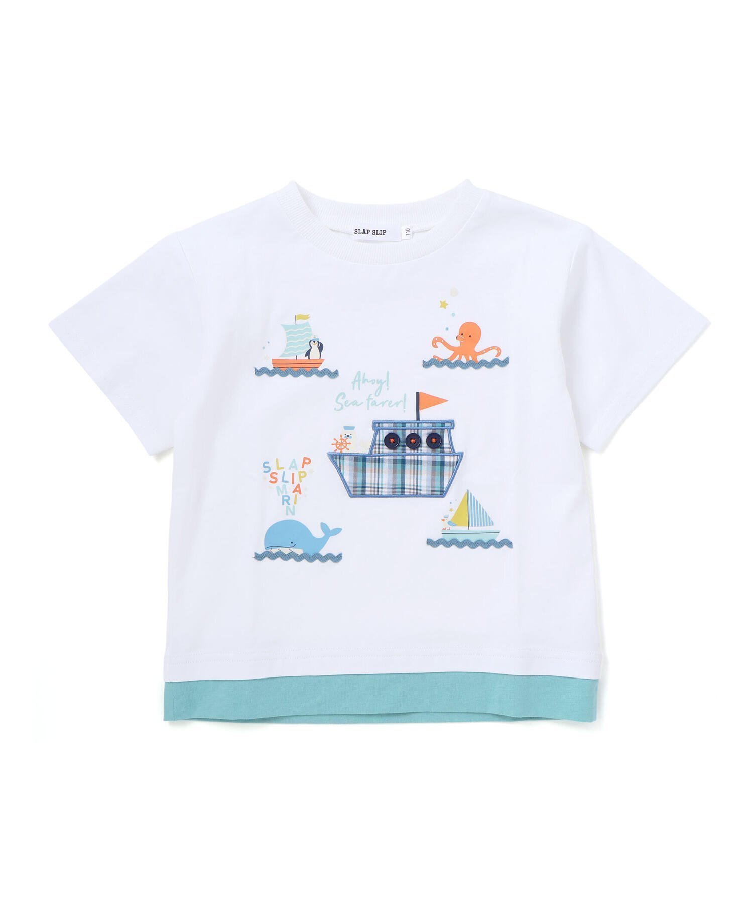 【ベベ オンライン ストア/BEBE ONLINE STORE / KIDS】の【マリンシリーズ】レイヤード風船パッチ半袖Tシャツ(80~130cm) インテリア・キッズ・メンズ・レディースファッション・服の通販 founy(ファウニー) 　ファッション　Fashion　キッズファッション　Fashion for Kids　春　Spring　コレクション　Collection, Seasonal Line　セットアップ　Set-Up, Coordinated Outfit　チェック　Check, Plaid, Tartan　テレコ　Ribbed, Rib Stitch　パッチ　Patch, Appliqué　フレンチ　French, French Style　フロント　Front, Front Design　半袖　Short Sleeve, Half Sleeve　モチーフ　Motif, Design Theme　リゾート　Resort, Vacation Style　レース　Lace, Lace Fabric　S/S・春夏　SS, Spring/Summer, Warm Season　夏　Summer　エレガント 上品　Elegant　2026年　2026　2026春夏・S/S　Spring/Summer 2026 SS26　ホワイト|ID: prp329100004991121 ipo3291000000037381580