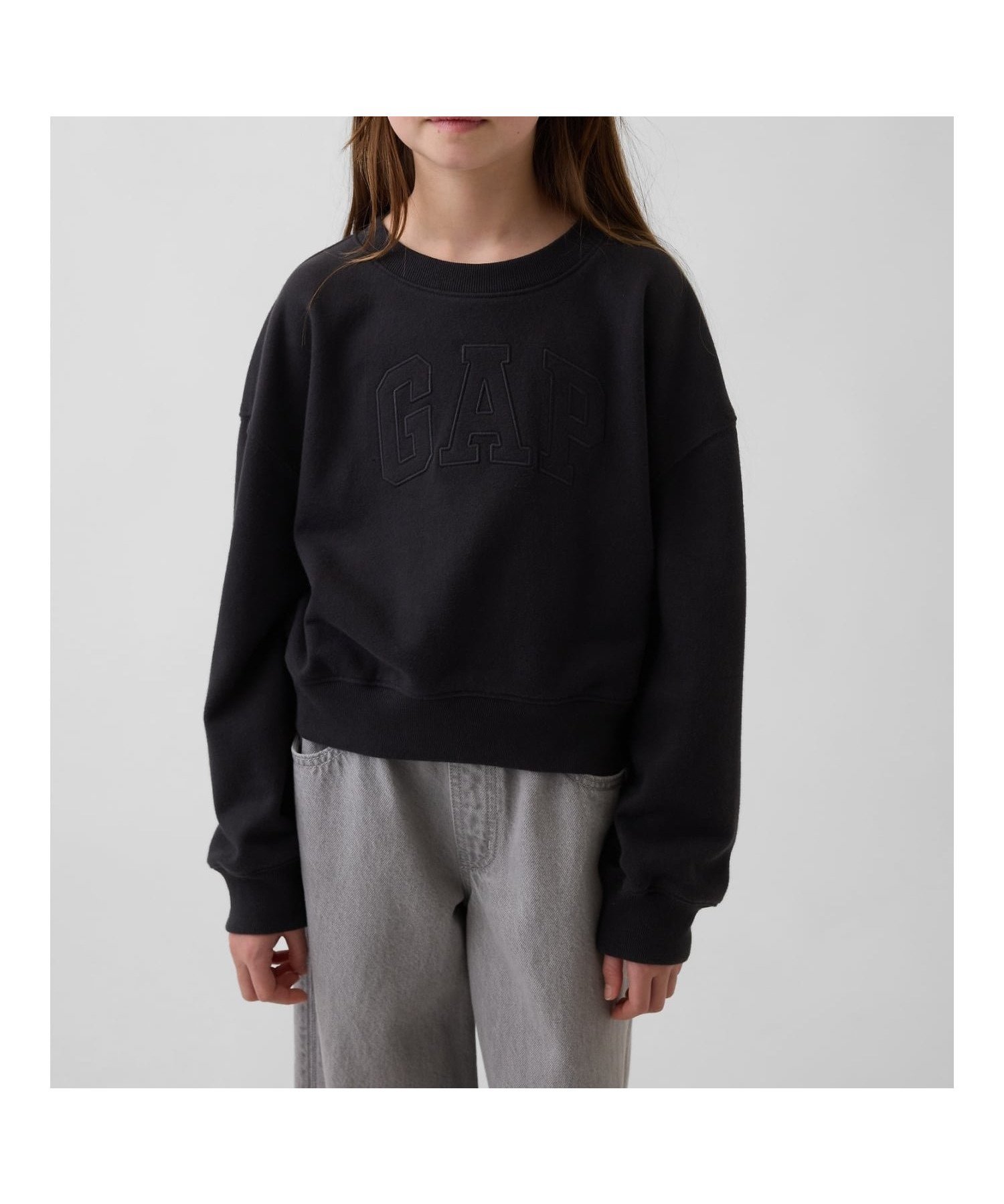 【ギャップ/GAP / KIDS】のヴィンテージソフト フレンチテリー クロップド GAPロゴ スウェットシャツ (キッズ) インテリア・キッズ・メンズ・レディースファッション・服の通販 founy(ファウニー) 　ファッション　Fashion　キッズファッション　Fashion for Kids　クロップド　Cropped, Short Length　センター　Center, Center Line　フレンチ　French, French Style　MOONLESS_NIGHT|ID: prp329100004991219 ipo3291000000037382048