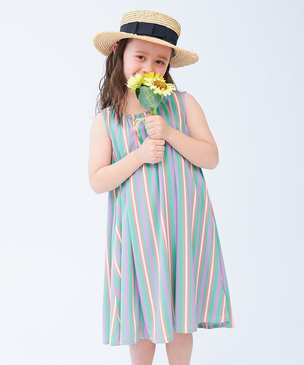 【デビロック/devirock / KIDS】の【涼感 サラッとメッシュ】総柄 タンクワンピース 子供服 キッズ 女の子 速乾 26SS インテリア・キッズ・メンズ・レディースファッション・服の通販 founy(ファウニー) 　ファッション　Fashion　キッズファッション　Fashion for Kids　ワンピース　Dresses　ストレッチ　Stretch, Stretchy Fabric　タンク　Tank Top, Sleeveless Top　メッシュ　Mesh, Net Fabric　夏　Summer　2026年　2026　2026春夏・S/S　Spring/Summer 2026 SS26　010-マルチ-パープル系|ID: prp329100004991220 ipo3291000000037382052