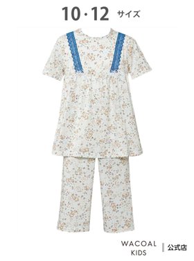 【ワコール/WACOAL / KIDS】のワコール キッズ 女児パジャマ 3分袖 半袖 7分丈 綿100%(本体) 大人の最旬トレンドファッション＆コーディネート founy(ファウニー) ファッション Fashion キッズファッション Fashion for Kids パジャマ Pajamas, Sleepwear プリント Print, Printed Pattern ボトム Bottoms, Lower Wear リボン Ribbon, Bow レース Lace, Lace Fabric 半袖 Short Sleeve, Half Sleeve 定番 Standard, Basic Item |ID:prp329100004991257