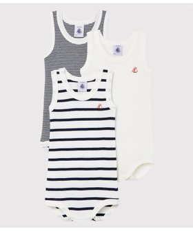 【プチバトー/PETIT BATEAU / KIDS】のマリニエール ミラレタンクトップボディ3枚組 大人の最旬トレンドファッション＆コーディネート founy(ファウニー) ファッション Fashion キッズファッション Fashion for Kids おすすめ Recommended / Our Picks アンダー Underwear Essentials ギフト プレゼント Gift / Present ノースリーブ Sleeveless, No-Sleeve ベーシック Basic, Essential ボーダー Border, Stripe 無地 Plain, Solid Color |ID:prp329100004991286