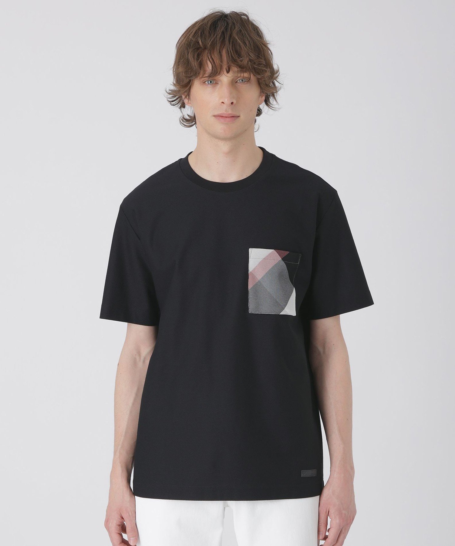 【ブルーレーベル ブラックレーベル クレストブリッジ/BLUE LABEL BLACK LABEL CRESTBRIDGE / MEN】のカラミチェックポケットTシャツ インテリア・キッズ・メンズ・レディースファッション・服の通販 founy(ファウニー) 　ファッション　Fashion　メンズファッション　Fashion for Men　インナー　Innerwear　ショート　Short, Short Length　シンプル　Simple, Minimal　スラックス　Slacks, Dress Pants　チェック　Check, Plaid, Tartan　デニム　Denim, Jeans Material　バランス　Balance, Style Balance　パーカー　Hoodie, Parka　ボトム　Bottoms, Lower Wear　ポケット　Pocket, Pocket Detail　リラックス　Relax, Relaxed Fit　おすすめ　Recommended / Our Picks　ブラック|ID: prp329100004991455 ipo3291000000037383062