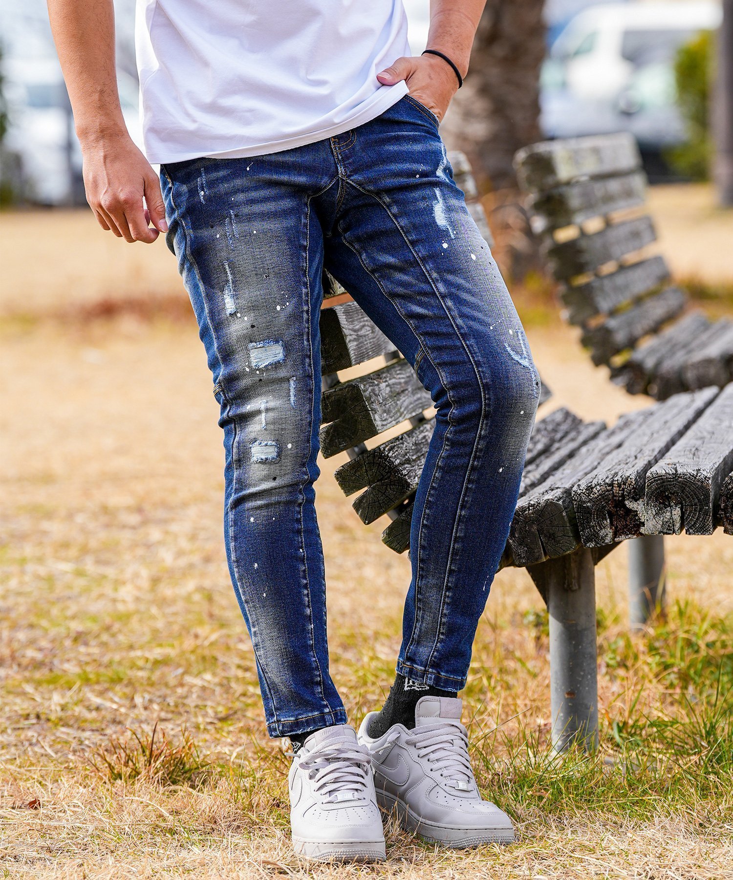 【アダムスジャグラー/adamsJUGGLER / MEN】のRTEG E s/F Paint Denim L/PT インテリア・キッズ・メンズ・レディースファッション・服の通販 founy(ファウニー) 　ファッション　Fashion　メンズファッション　Fashion for Men　シンプル　Simple, Minimal　ダメージ　Distressed, Destroyed　INDIGO|ID: prp329100004991475 ipo3291000000037383137