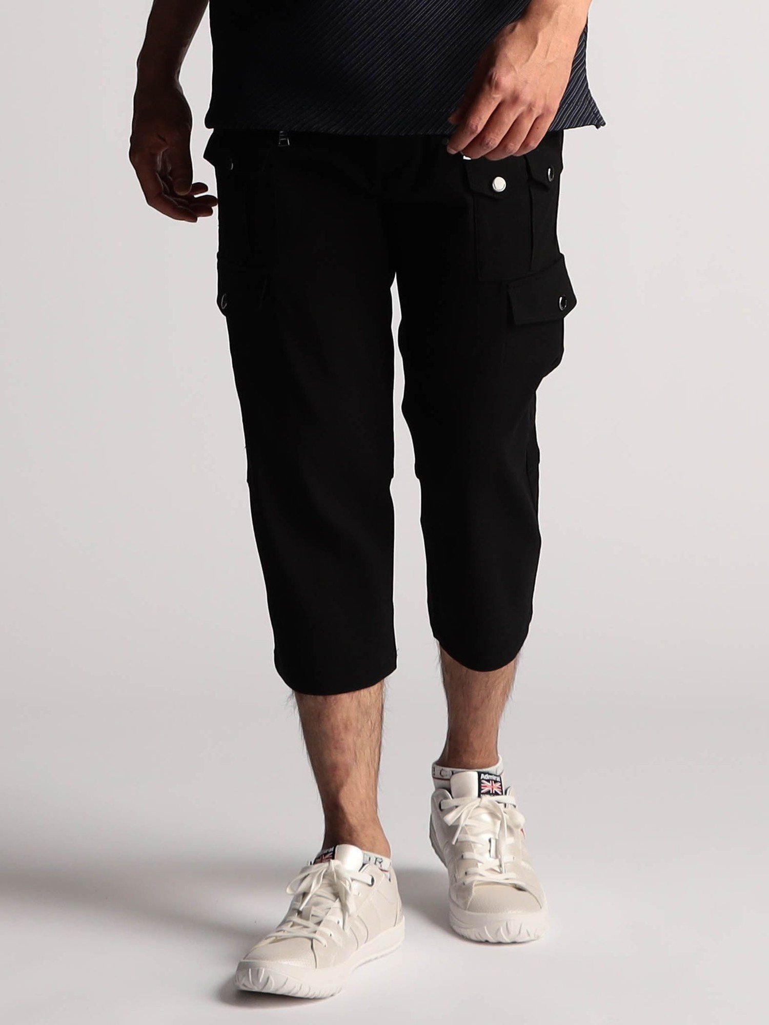 【ニコル/NICOLE / MEN】の【25年モデル EC限定再販売】ガムストレッチ クロップドカーゴパンツ インテリア・キッズ・メンズ・レディースファッション・服の通販 founy(ファウニー) 　ファッション　Fashion　メンズファッション　Fashion for Men　ボトムス　Bottoms　アシンメトリー　Asymmetrical Style　ストレッチ　Stretch, Stretchy Fabric　スマート　Smart, Elegant　夏　Summer　49ブラック|ID: prp329100004991496 ipo3291000000037383225