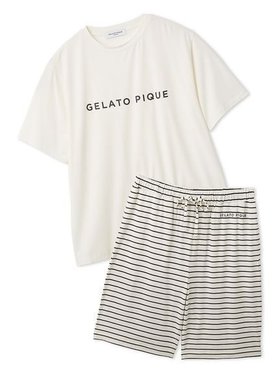 【ジェラートピケ オム/GELATO PIQUE HOMME / MEN】の【HOMME】レーヨンロゴTシャツ ボーダーハーフパンツセット 大人の最旬トレンドファッション＆コーディネート founy(ファウニー) ファッション Fashion メンズファッション Fashion for Men ボトムス Bottoms ハーフパンツ・ショートパンツ Shorts & Half Pants おすすめ Recommended / Our Picks カットソー Cut and Sewn Top ギフト プレゼント Gift / Present ショート Short, Short Length シンプル Simple, Minimal スタイリッシュ Stylish, Fashionable スマート Smart, Elegant セットアップ Set-Up, Coordinated Outfit トレンド Trend, Trending Now ハーフ Half, Half-Length プリント Print, Printed Pattern ボーダー Border, Stripe ポケット Pocket, Pocket Detail ワンポイント One Point, Statement Accent 定番 Standard, Basic Item 春 Spring |ID:prp329100004991579
