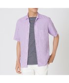 【ポール スチュアート/Paul Stuart / MEN】の先染めフレンチリネンシャンブレー半袖シャツ パープル系|ID: prp329100004991581 ipo3291000000037383544