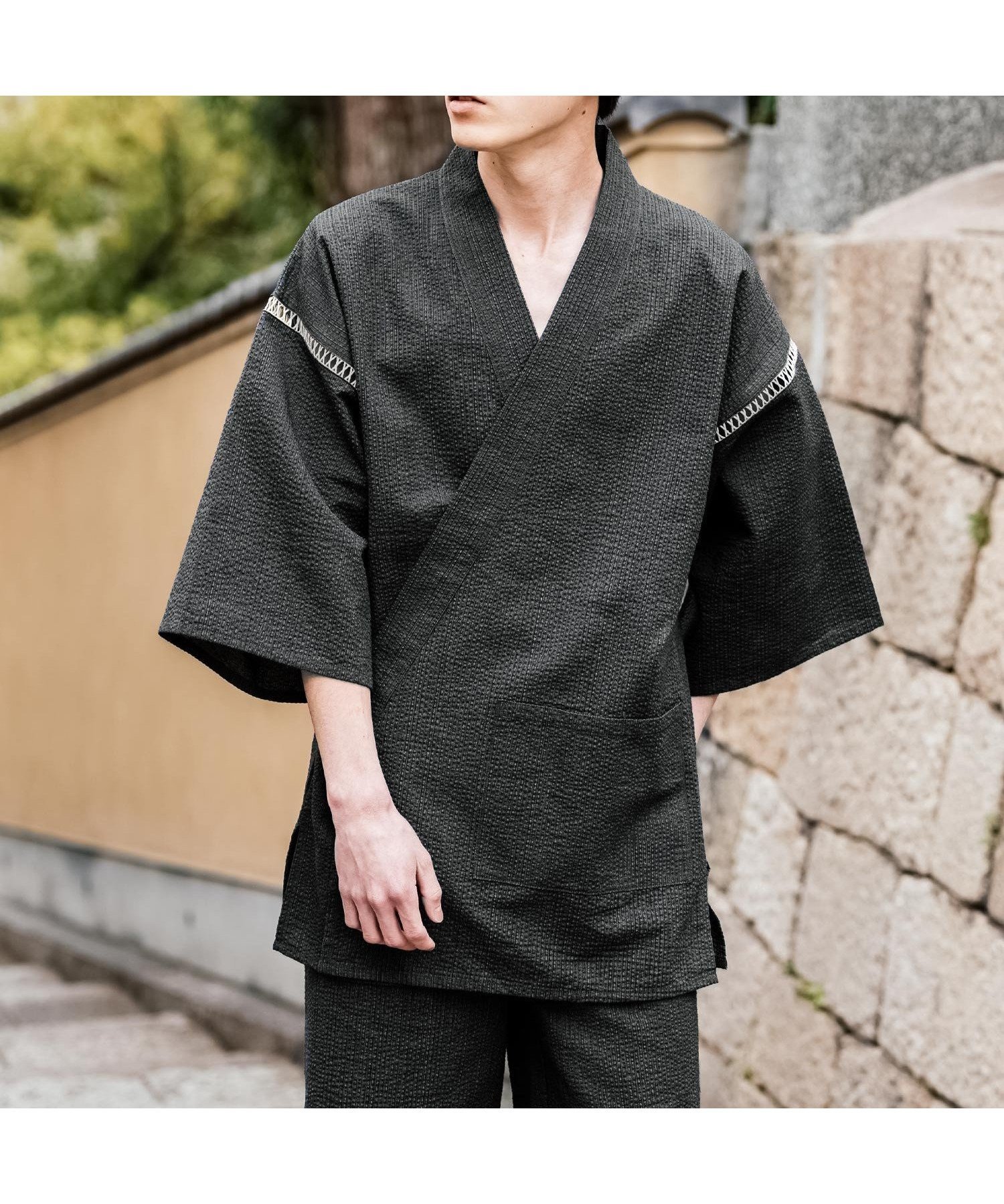 【ロッキーモンロー/Rocky Monroe / MEN】のしじら織り 甚平上下セット インテリア・キッズ・メンズ・レディースファッション・服の通販 founy(ファウニー) 　ファッション　Fashion　メンズファッション　Fashion for Men　スリット　Slit, Slit Detail　ドローコード　Drawcord, Drawstring Cord　フィット　Fit, Slim Fit　ポケット　Pocket, Pocket Detail　リラックス　Relax, Relaxed Fit　レース　Lace, Lace Fabric　再入荷　Restock / Back in Stock　おすすめ　Recommended / Our Picks　夏　Summer　グレー|ID: prp329100004991602 ipo3291000000037383633