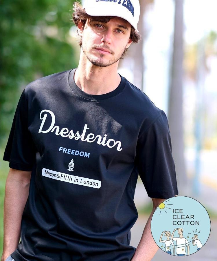 【ドレステリア/DRESSTERIOR / MEN】の【接触冷感/抗菌防臭/消臭】ICE CLEAR COTTON ロゴT インテリア・キッズ・メンズ・レディースファッション・服の通販 founy(ファウニー) 　ファッション　Fashion　メンズファッション　Fashion for Men　抗菌　Antibacterial, Bacteria-Resistant　スマート　Smart, Elegant　トレンド　Trend, Trending Now　ドレス　Dress, One-Piece　フィット　Fit, Slim Fit　プリント　Print, Printed Pattern　リラックス　Relax, Relaxed Fit　夏　Summer　ブラック|ID: prp329100004991663 ipo3291000000037383855