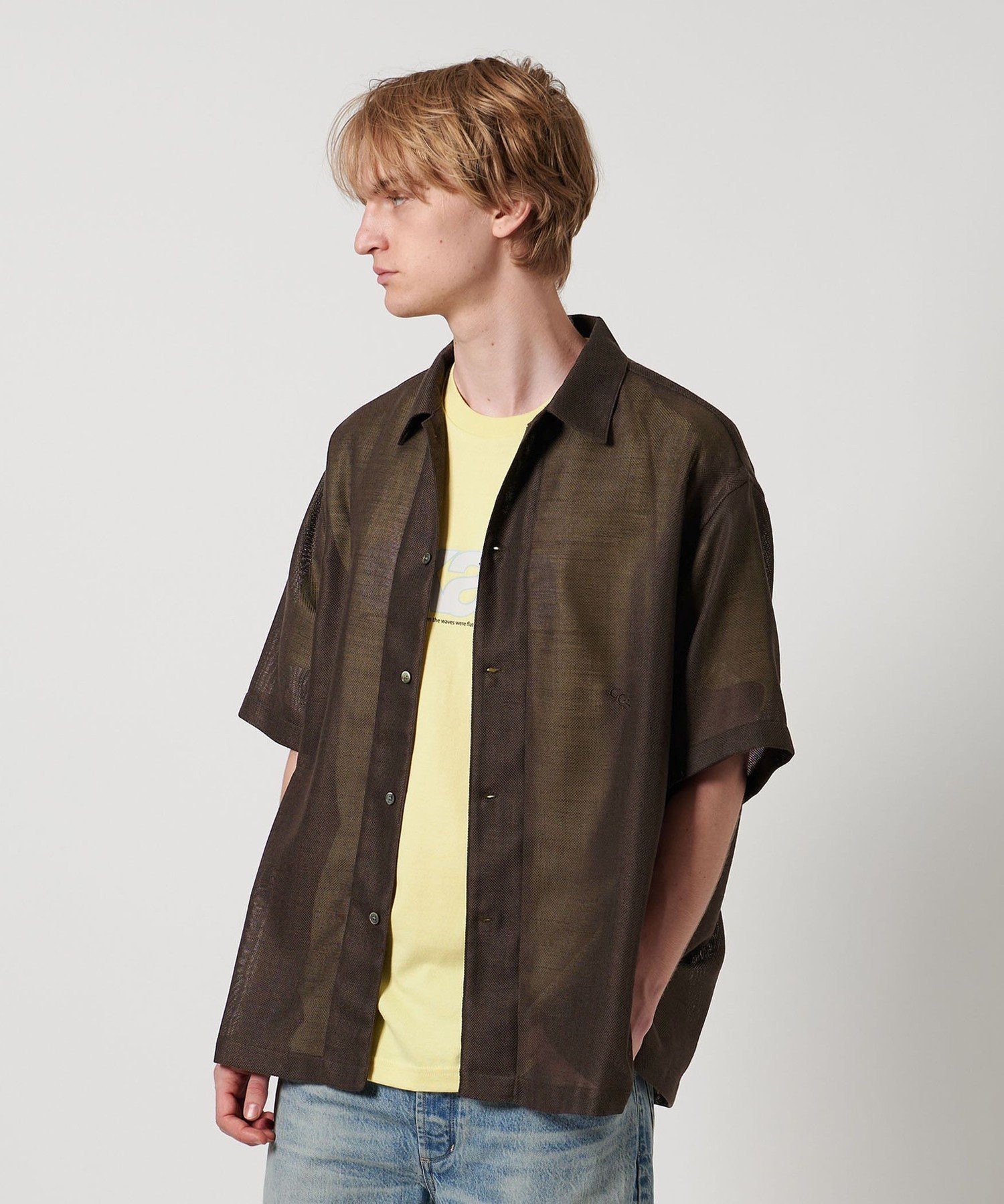 【ユナイテッドアローズ/UNITED ARROWS】のCGS. ローメッシュ キャンプカラー シャツ インテリア・キッズ・メンズ・レディースファッション・服の通販 founy(ファウニー) 　ファッション　Fashion　レディースファッション　Fashion for Women　トップス・カットソー　Cut & Sew Tops　シャツ・ブラウス・オフィスカジュアル　Elegant Blouses & Button-Ups　インナー　Innerwear　シアー　Sheer, See-Through　メッシュ　Mesh, Net Fabric　リラックス　Relax, Relaxed Fit　ワンポイント　One Point, Statement Accent　アウトレット　Outlet / Clearance　DK.BROWN|ID: prp329100004991792 ipo3291000000037384423