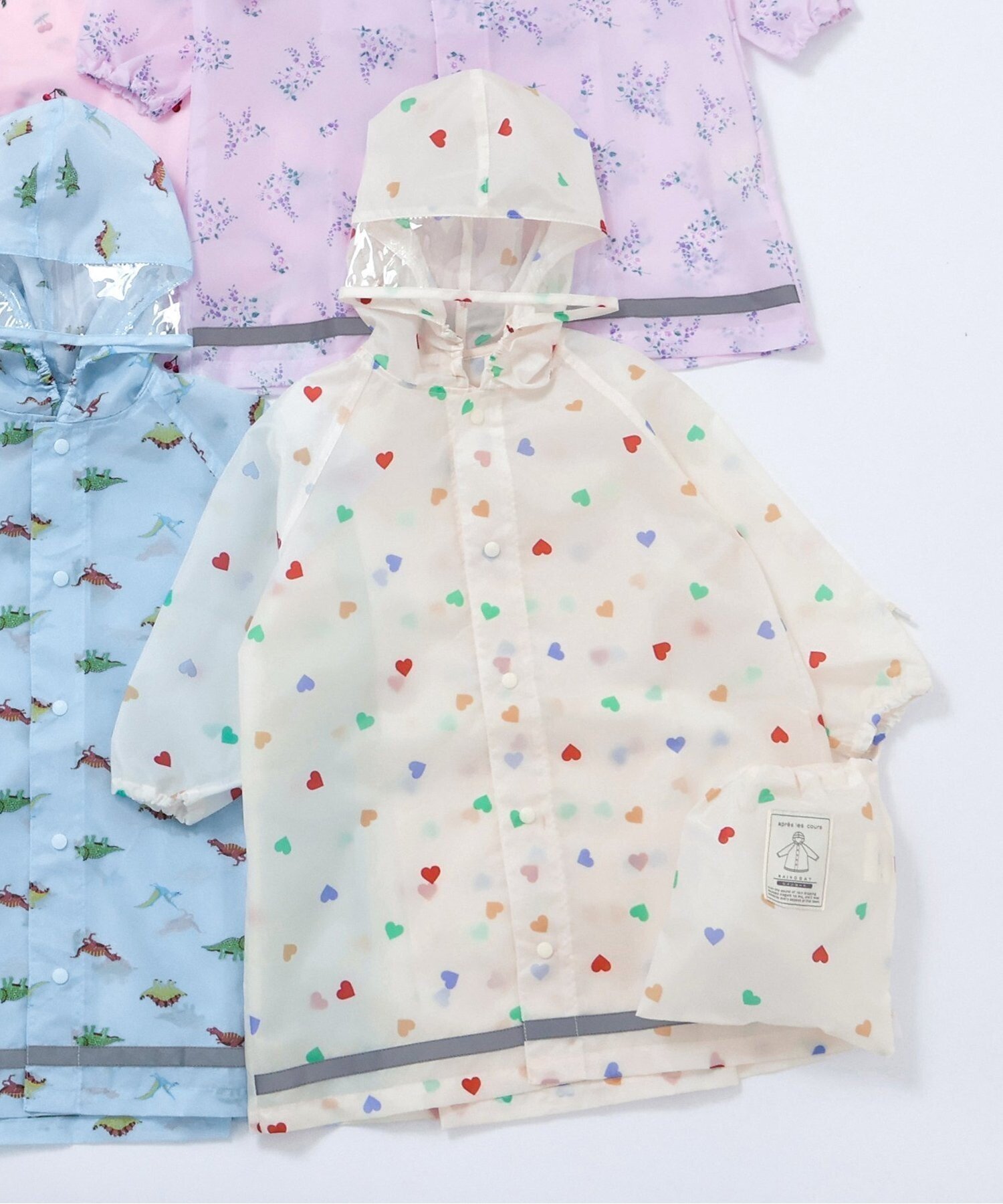 【エフオー オンラインストア/F.O.Online Store / KIDS】の花・ハート・さくらんぼ・恐竜柄レインコート インテリア・キッズ・メンズ・レディースファッション・服の通販 founy(ファウニー) 　ファッション　Fashion　キッズファッション　Fashion for Kids　アウター　Coat Outerwear /Kids　アイボリー|ID: prp329100004991963 ipo3291000000037385141