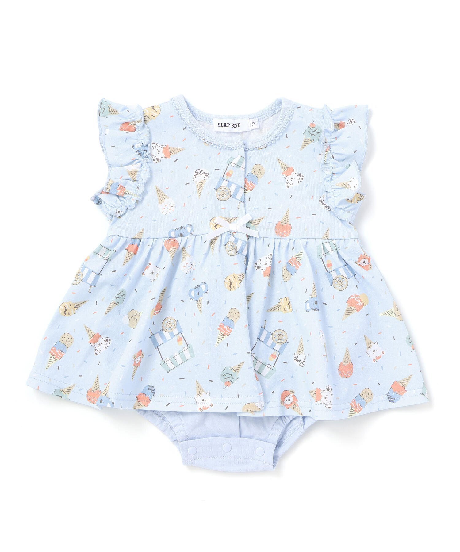 【ベベ オンライン ストア/BEBE ONLINE STORE / KIDS】の【お揃い】バルーン宝石アイス果物総柄プリントボディミニベビー(60~80cm) インテリア・キッズ・メンズ・レディースファッション・服の通販 founy(ファウニー) 　ファッション　Fashion　キッズファッション　Fashion for Kids　イエロー　Yellow　春　Spring　コレクション　Collection, Seasonal Line　チェック　Check, Plaid, Tartan　バルーン　Balloon, Balloon Silhouette　フレンチ　French, French Style　プリント　Print, Printed Pattern　ベビー　Baby, Babywear　半袖　Short Sleeve, Half Sleeve　モチーフ　Motif, Design Theme　リゾート　Resort, Vacation Style　リボン　Ribbon, Bow　レース　Lace, Lace Fabric　S/S・春夏　SS, Spring/Summer, Warm Season　夏　Summer　エレガント 上品　Elegant　2026年　2026　2026春夏・S/S　Spring/Summer 2026 SS26　ブルー系|ID: prp329100004991971 ipo3291000000037385175