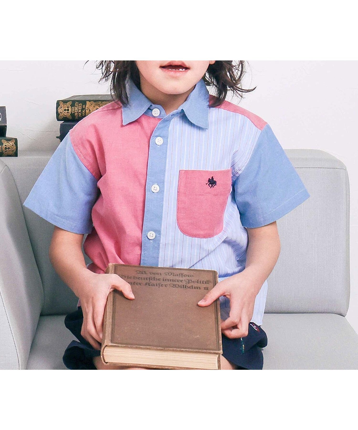 【ベベ オンライン ストア/BEBE ONLINE STORE / KIDS】の【POLO BCS(ポロ・ビーシーエス)*SLAP SLIPコラボ】カラー切り替えデニムストライプ半袖シャツ(80~130cm) 大人の最旬トレンドファッション＆コーディネート founy(ファウニー) 　ファッション　Fashion　キッズファッション　Fashion for Kids　春　Spring　コラボ　Collaboration, Collab　コレクション　Collection, Seasonal Line　シンプル　Simple, Minimal　ストライプ　Stripe, Striped Pattern　チェック　Check, Plaid, Tartan　デニム　Denim, Jeans Material　フレンチ　French, French Style　ポケット　Pocket, Pocket Detail　ポロシャツ　Polo Shirt, Collared Tee　半袖　Short Sleeve, Half Sleeve　モチーフ　Motif, Design Theme　リゾート　Resort, Vacation Style　レース　Lace, Lace Fabric　ワンポイント　One Point, Statement Accent　S/S・春夏　SS, Spring/Summer, Warm Season　おすすめ　Recommended / Our Picks　夏　Summer　エレガント 上品　Elegant　2026年　2026　2026春夏・S/S　Spring/Summer 2026 SS26　 other-1|ID: prp329100004991982 ipo3291000000037385237