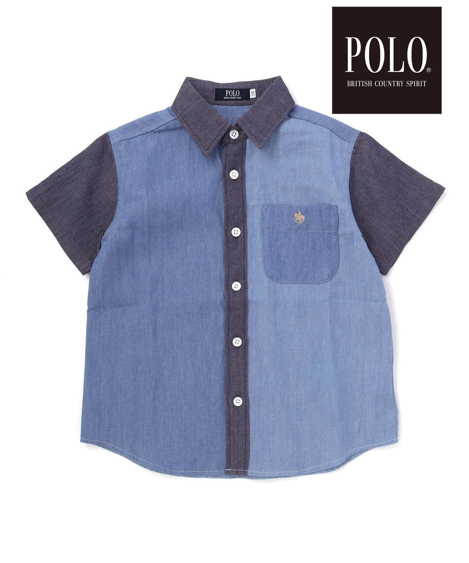 【ベベ オンライン ストア/BEBE ONLINE STORE / KIDS】の【POLO BCS(ポロ・ビーシーエス)*SLAP SLIPコラボ】カラー切り替えデニムストライプ半袖シャツ(80~130cm) インテリア・キッズ・メンズ・レディースファッション・服の通販 founy(ファウニー) 　ファッション　Fashion　キッズファッション　Fashion for Kids　春　Spring　コラボ　Collaboration, Collab　コレクション　Collection, Seasonal Line　シンプル　Simple, Minimal　ストライプ　Stripe, Striped Pattern　チェック　Check, Plaid, Tartan　デニム　Denim, Jeans Material　フレンチ　French, French Style　ポケット　Pocket, Pocket Detail　ポロシャツ　Polo Shirt, Collared Tee　半袖　Short Sleeve, Half Sleeve　モチーフ　Motif, Design Theme　リゾート　Resort, Vacation Style　レース　Lace, Lace Fabric　ワンポイント　One Point, Statement Accent　S/S・春夏　SS, Spring/Summer, Warm Season　おすすめ　Recommended / Our Picks　夏　Summer　エレガント 上品　Elegant　2026年　2026　2026春夏・S/S　Spring/Summer 2026 SS26　ブルー系|ID: prp329100004991982 ipo3291000000037385239