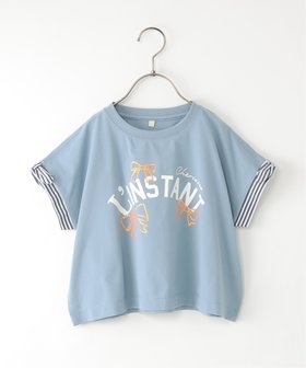 【イッカ/ikka / KIDS】の【セットアップ対応】冷感メッシュ袖リボンゆるプルオーバー(120~160cm) 大人の最旬トレンドファッション＆コーディネート founy(ファウニー) ファッション Fashion キッズファッション Fashion for Kids トップス・カットソー Cut & Sew Tops おすすめ Recommended / Our Picks キュロット Culottes, Wide Shorts ストライプ Stripe, Striped Pattern セットアップ Set-Up, Coordinated Outfit メッシュ Mesh, Net Fabric リボン Ribbon, Bow 夏 Summer |ID:prp329100004992133