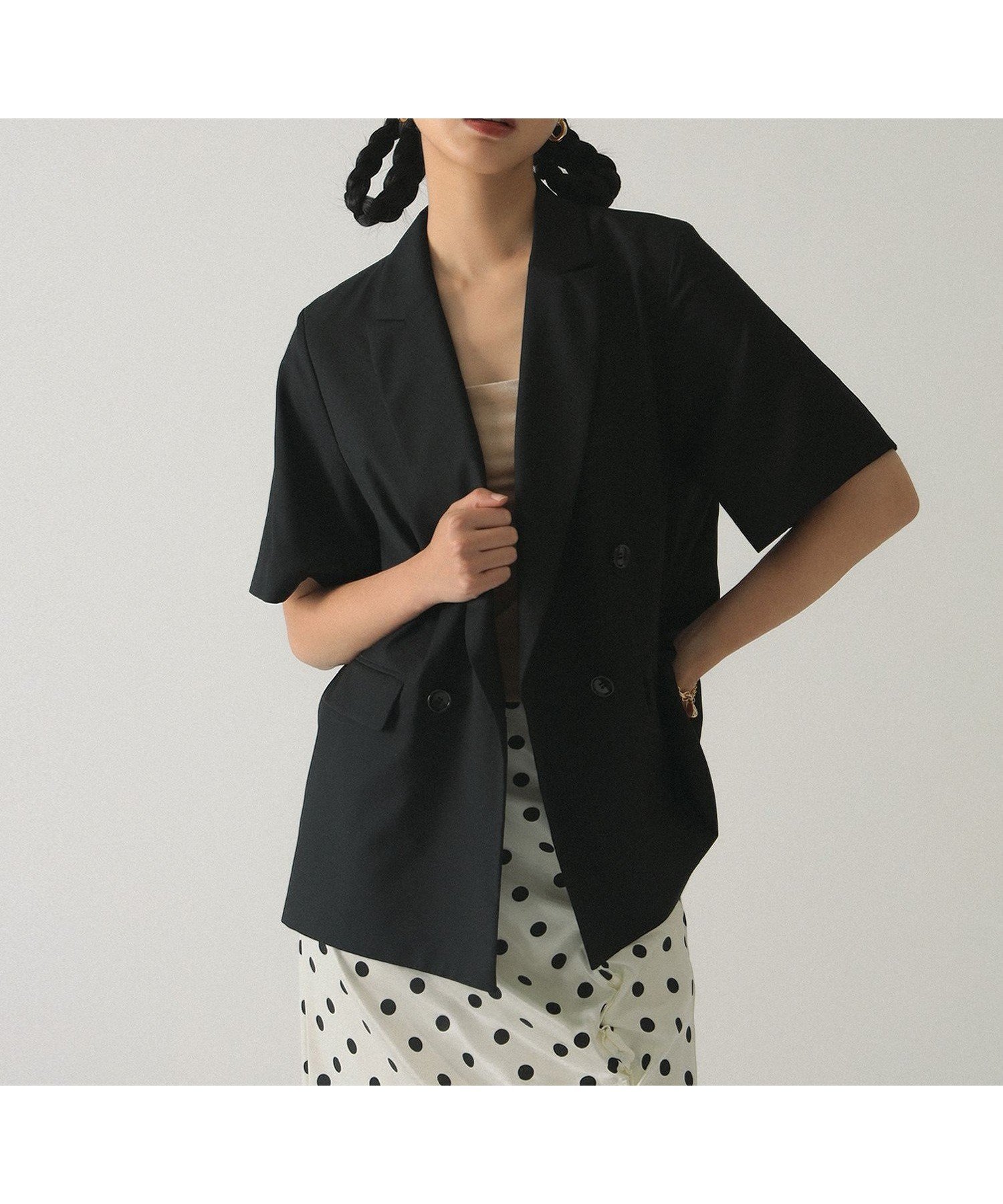【ビームス ウイメン/BEAMS】の【5/16 9 59まで ポイント10倍】4ボタン ダブル ハーフスリーブ ジャケット 26SS インテリア・キッズ・メンズ・レディースファッション・服の通販 founy(ファウニー) 　ファッション　Fashion　レディースファッション　Fashion for Women　アウター　Coat / Outerwear Collection　レディースジャケット・軽アウター　Jackets　オケージョン　Occasion Wear　クラシカル　Classical, Vintage-Inspired　ジャケット　Jacket, Outerwear　スリーブ　Sleeve, Long Sleeve / Short Sleeve　セットアップ　Set-Up, Coordinated Outfit　ダブル　Double, Double-Breasted　長袖　Long Sleeve, Full Sleeve　ハーフ　Half, Half-Length　バランス　Balance, Style Balance　半袖　Short Sleeve, Half Sleeve　リラックス　Relax, Relaxed Fit　おすすめ　Recommended / Our Picks　夏　Summer　2026年　2026　2026春夏・S/S　Spring/Summer 2026 SS26　BLACK|ID: prp329100004992355 ipo3291000000037387993